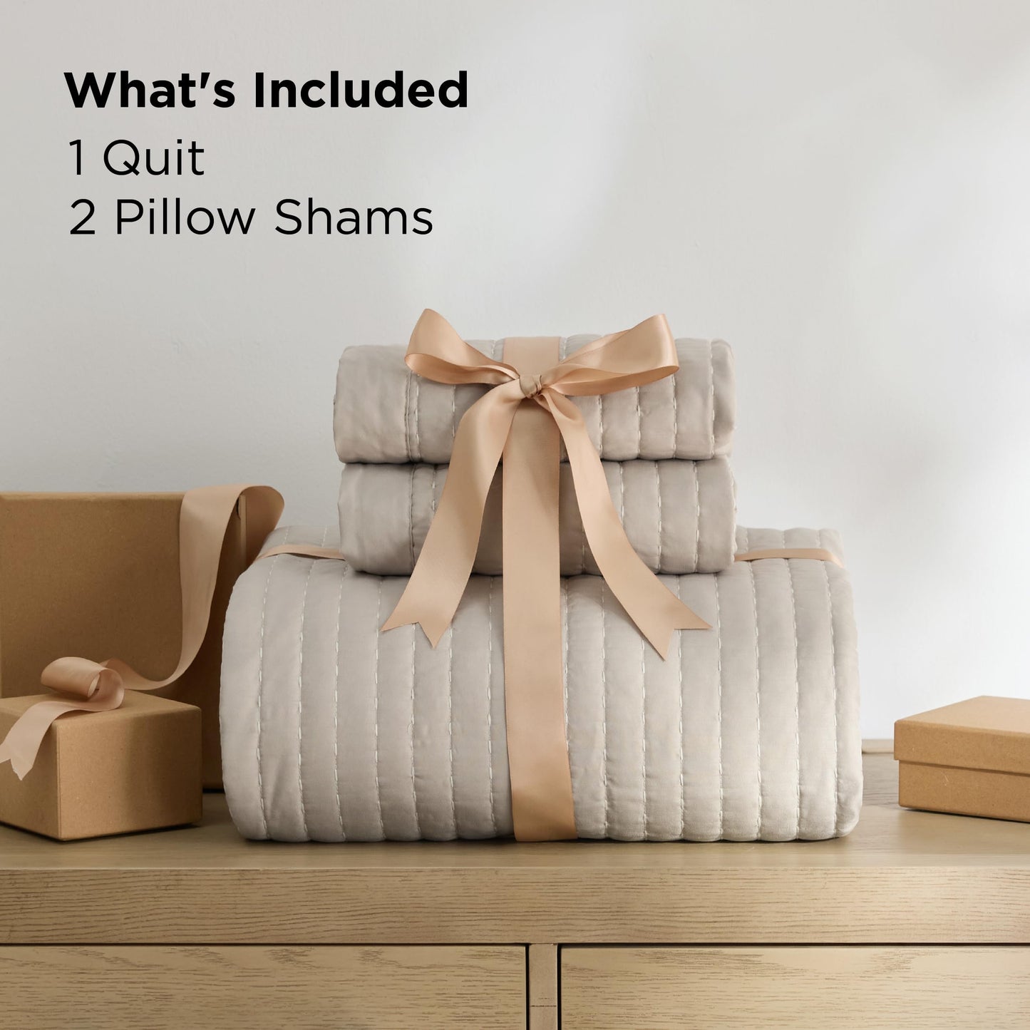 Bedsure Quilts Queen Size - Queen Quilt Bedding Set Bedspread Coverlet Comforter, Lightweight Neutral Striped Bedding, 3-Piece Set with 90"x96" Coverlet & 2 Pillow Shams, All-Season Soft Microfiber