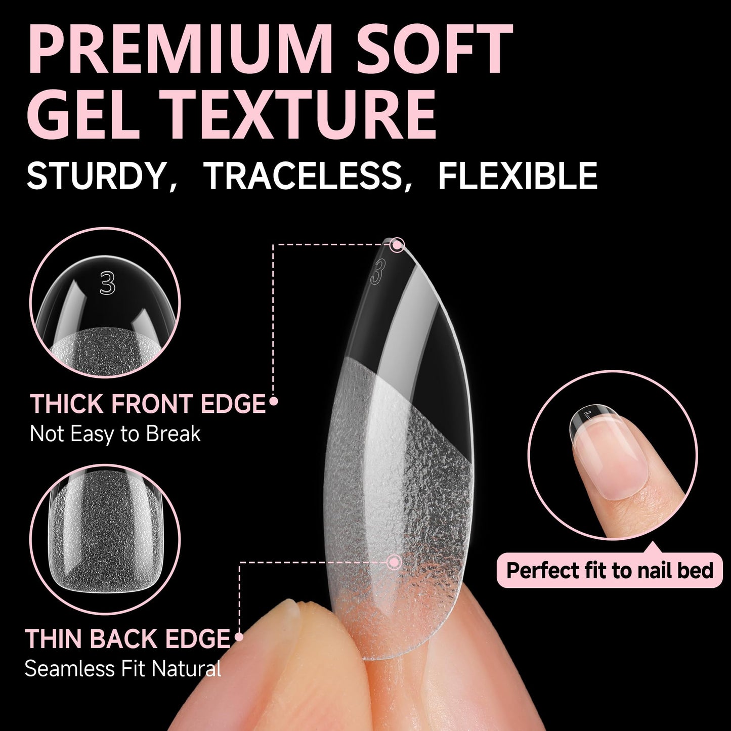 UNA GELLA Oval Round Nail Tips Half Matte 504pcs Short Oval Round Gel Nail Tips Easily Nail Extension for False Fake Acrylic Press On Nails, 12 Sizes Short Gelly Tips