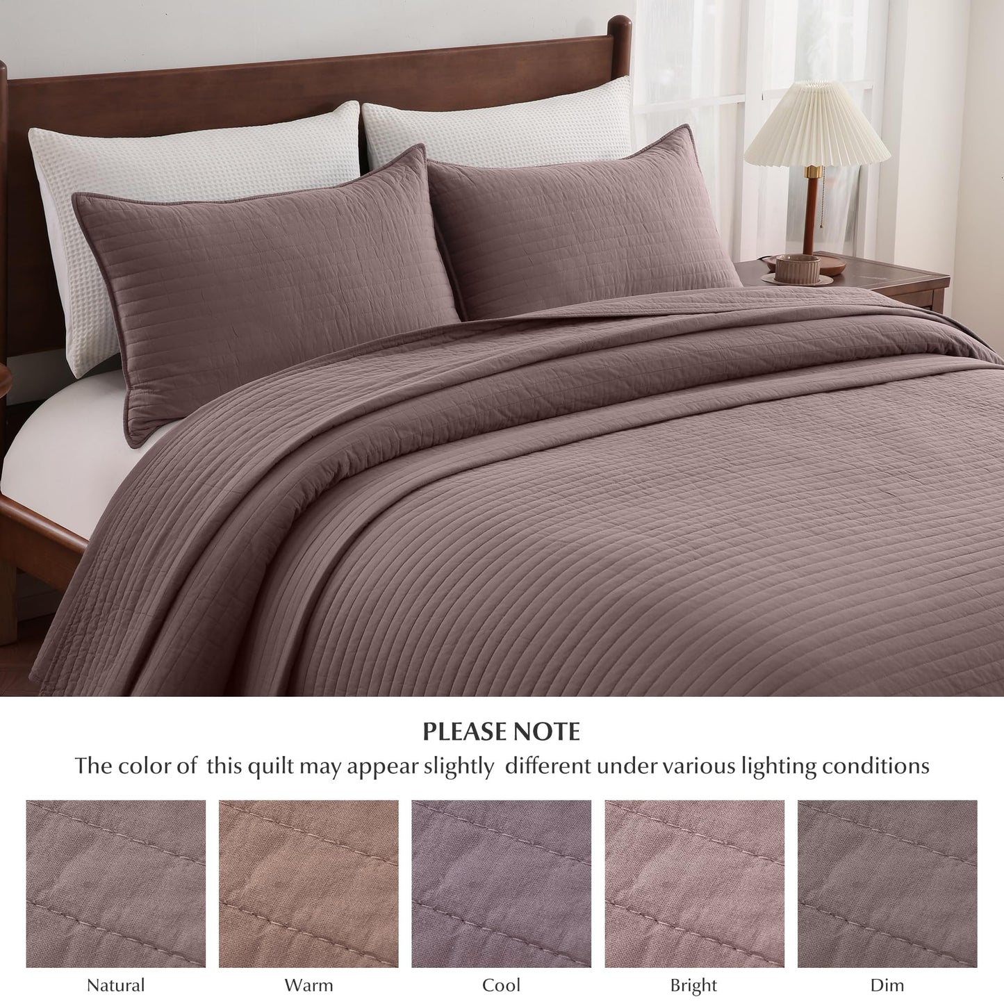 FDDX 100% Cotton Quilt Set Queen Size - Soft Lightweight Stripe Bedding Set, Classic Comforter Set for All Season with 2 Shams, Oversized Bedspread Coverlet, 90x98 inches