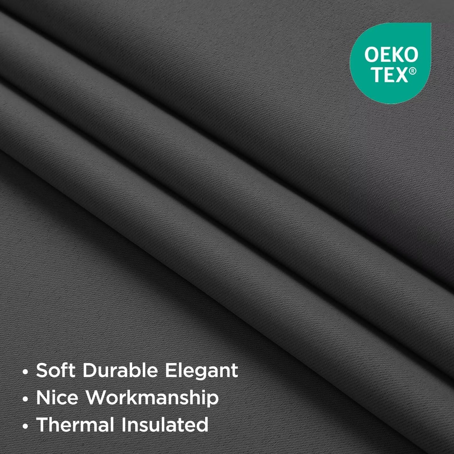 Joydeco 96 Inch Blackout Curtains for Bedroom, Black Out Curtains 96 inch Long, Room Darkening Thermal Insulated Drapes 2 Panels Set, Dark Grey Curtains for Living Room