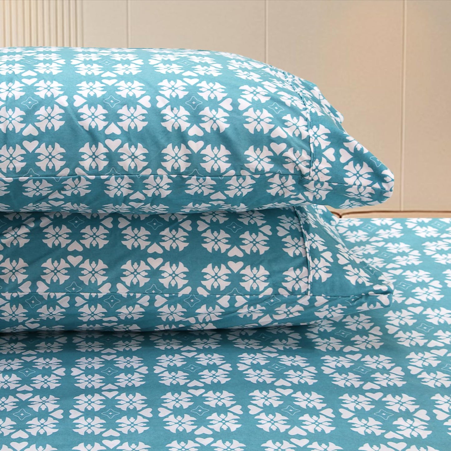 Ramesses Bedding Sheet Set Full-Polyester Printed Microfiber Plush Flannel Bedding-Stain Resistant-Soft and Durable-4-Piece Bedding(Blue,Full)