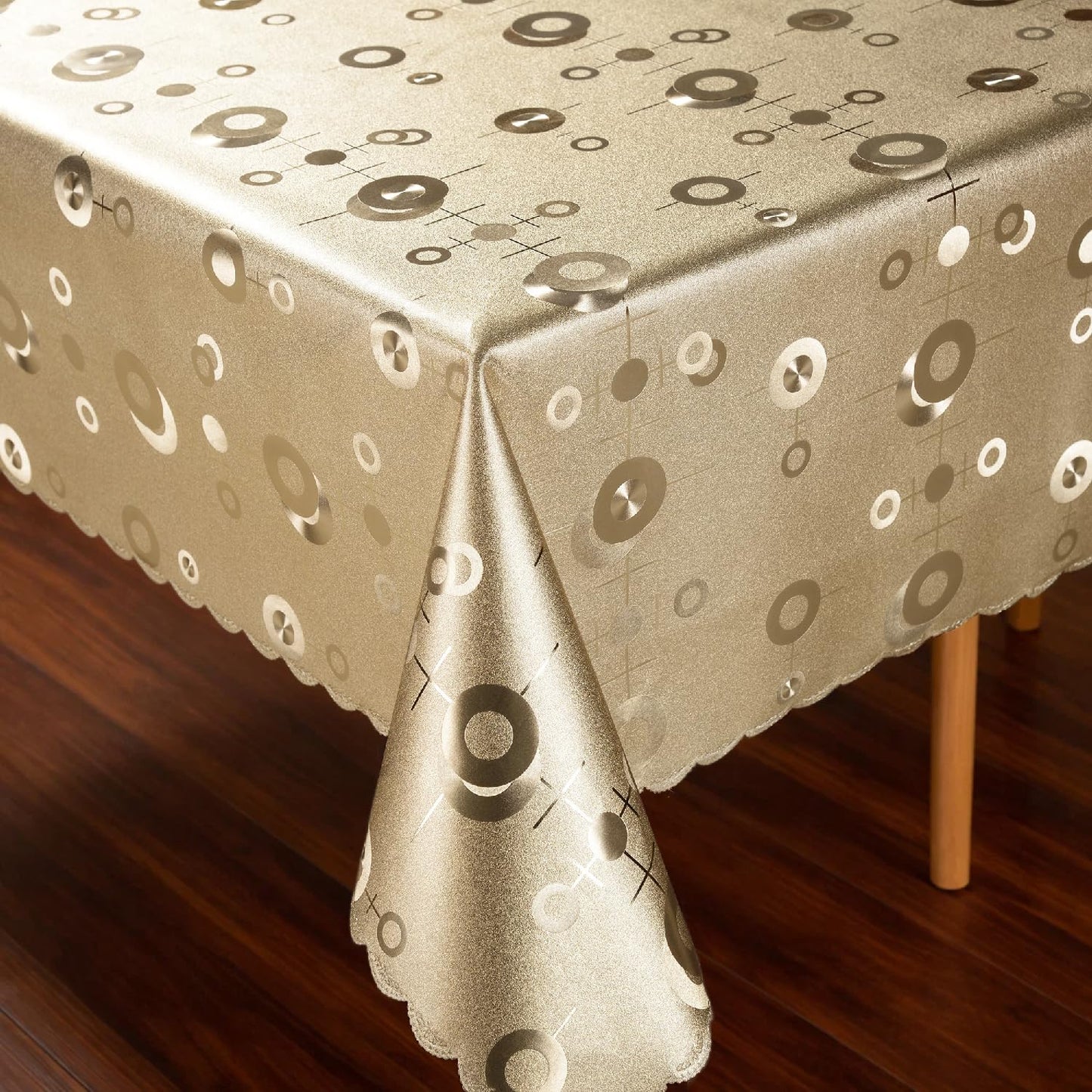 Heavy Duty Vinyl Tablecloths for Rectangle Tables 54x78 Inch Waterproof Oil-Proof Stain-Resistant TableCloth Gold Coin Pattern Washable Decorative Table Cover for Dining Event Camping Party Restaurant