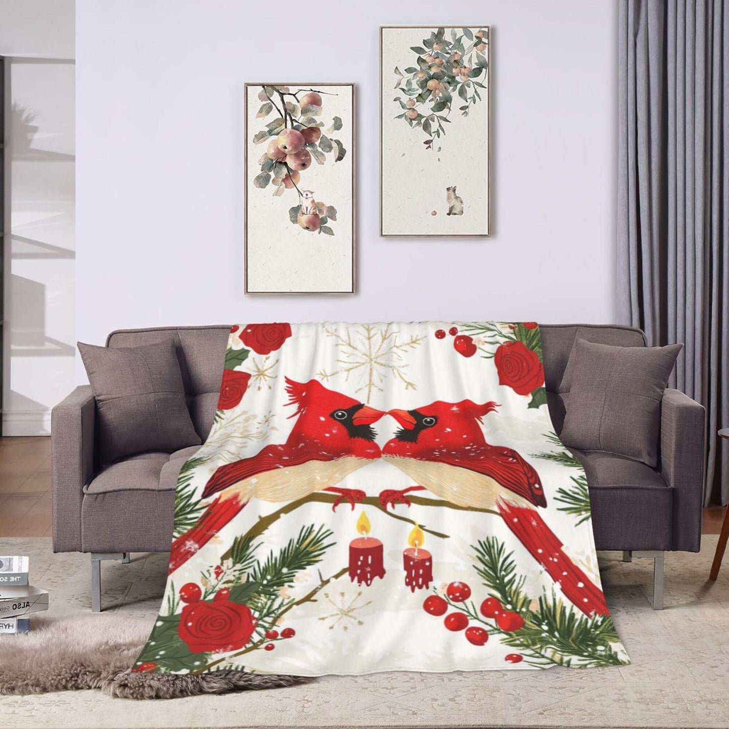 Cardinal Blanket Cardinal Fleece Throw Blanket Super Soft Fuzzy Plush Cozy Warm Cardinals Decor Stuffed Bedding Blankets Gift for Boys Girls Men Women Kids & Adult 50"x40"