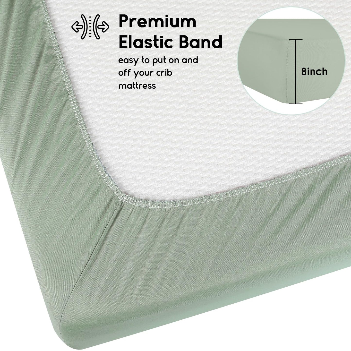 Yoofoss Baby Crib Sheets for Boys Girls, Fitted Crib Sheet 2 Pack for Standard Crib and Toddler Mattress, Super Soft Microfiber Baby Sheet 28x52x8in Green + Banana Leaves