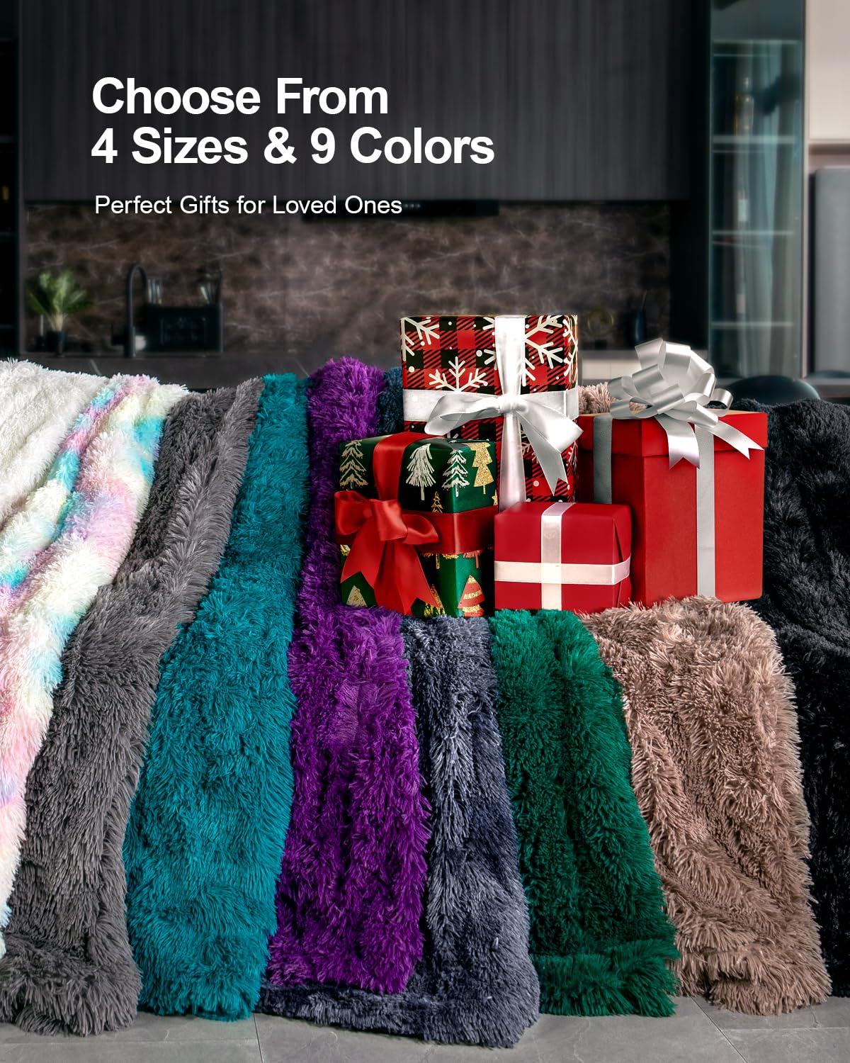 Pawque Faux Fur Throw Blankets for Couch, Sherpa Fleece Warm Super Soft Fuzzy Fluffy Blanket, 50x60 inches Thick Shag Lightweight Cozy Gift for Women Men Bedroom Sofa, Grey