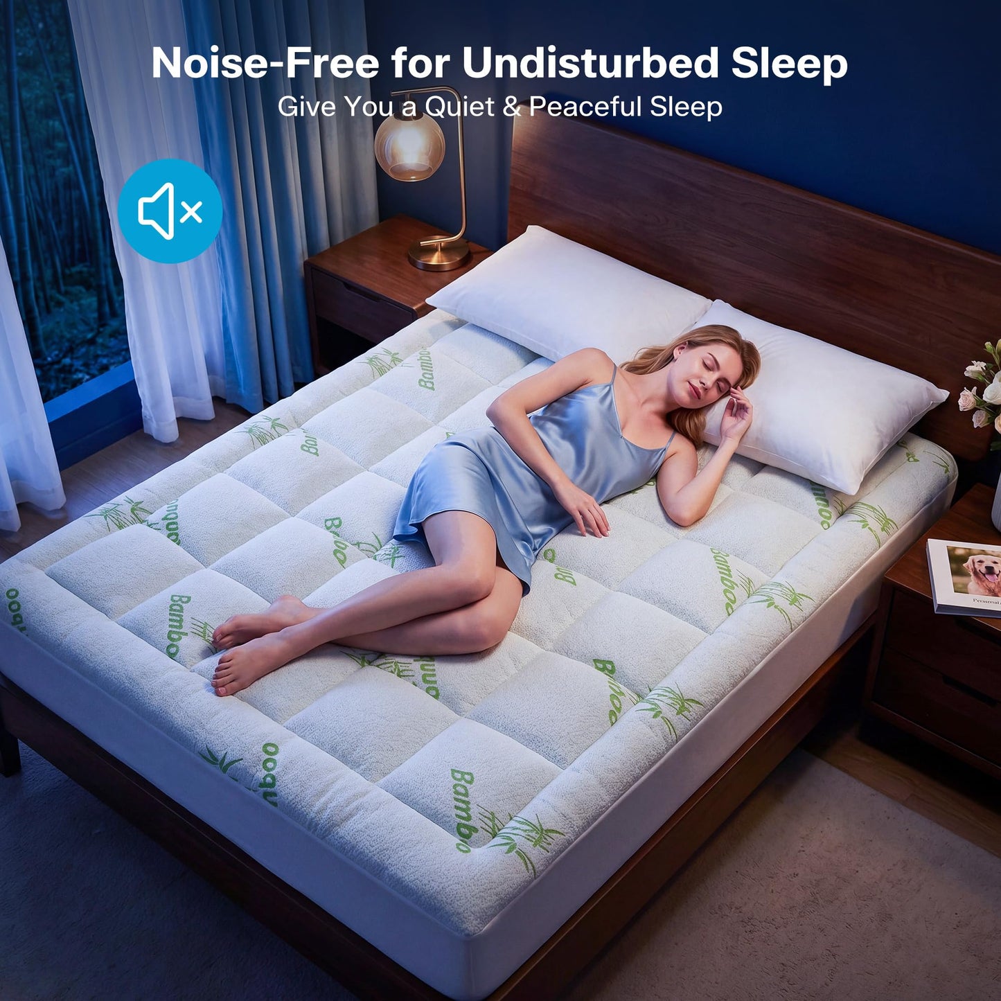 Waterproof Queen Size Mattress Topper Viscose Derived from Bamboo, Extra Thick Mattress Pad for Back Pain, Cooling Mattress Topper with Deep Pocket 8"-21", Green,Queen