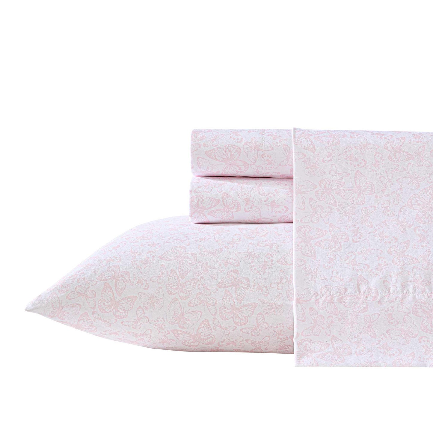 Betsey Johnson - Queen Size Sheet Set, Nerdy Teddies Print Microfiber Bedding with Deep Pocket Fitted Sheet, Bed Sheets with Matching Pillowcases, Butterfly Love Pink
