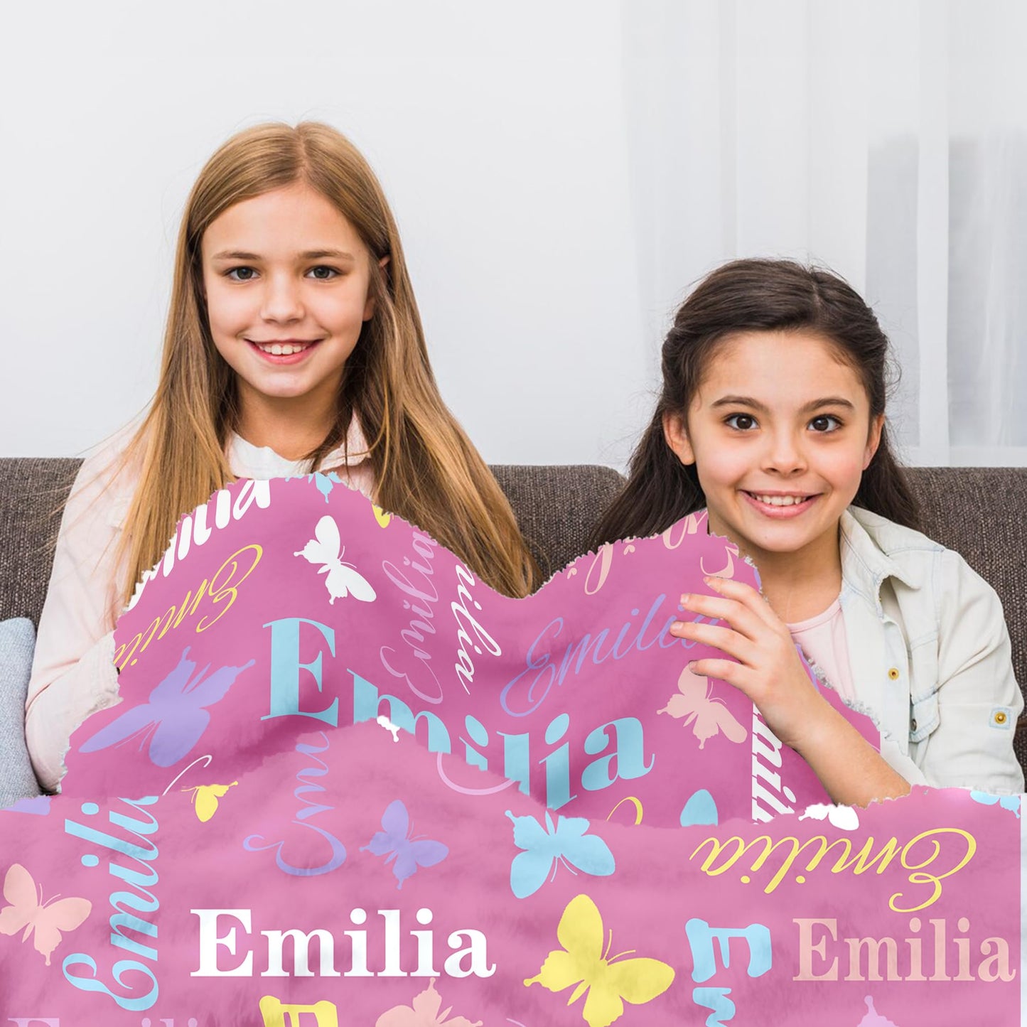Custom Baby Blanket for Girls, Personalized Baby Girl Gifts, Receiving Blanket with Name, Soft Throw Newborn Blankets, Babies Shower Christmas Birthday Gifts