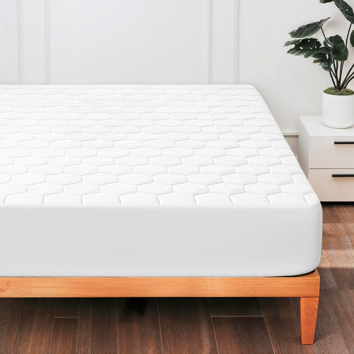Hearth & Harbor Twin XL Size Quilted Fitted Mattress Pad Cover, 100% Waterproof Mattress Protectors, College Dorm Room Essentials, Deep Pocket Fitted Mattress Cover 8" - 21", White