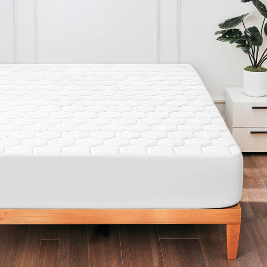 Hearth & Harbor Twin XL Size Quilted Fitted Mattress Pad Cover, 100% Waterproof Mattress Protectors, College Dorm Room Essentials, Deep Pocket Fitted Mattress Cover 8" - 21", White