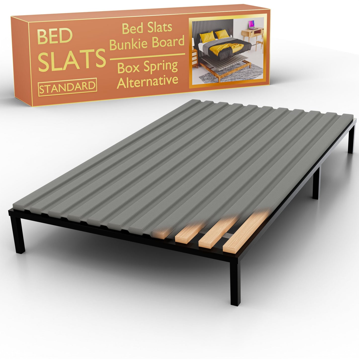 Zayton, Wooden Twin Bed Slats for Support Under Mattress with Cover – Replacement Wood Slats for Twin Size Bed Frame – Under Mattress Support Without Extra Height – 2.38-Inch Standard Width