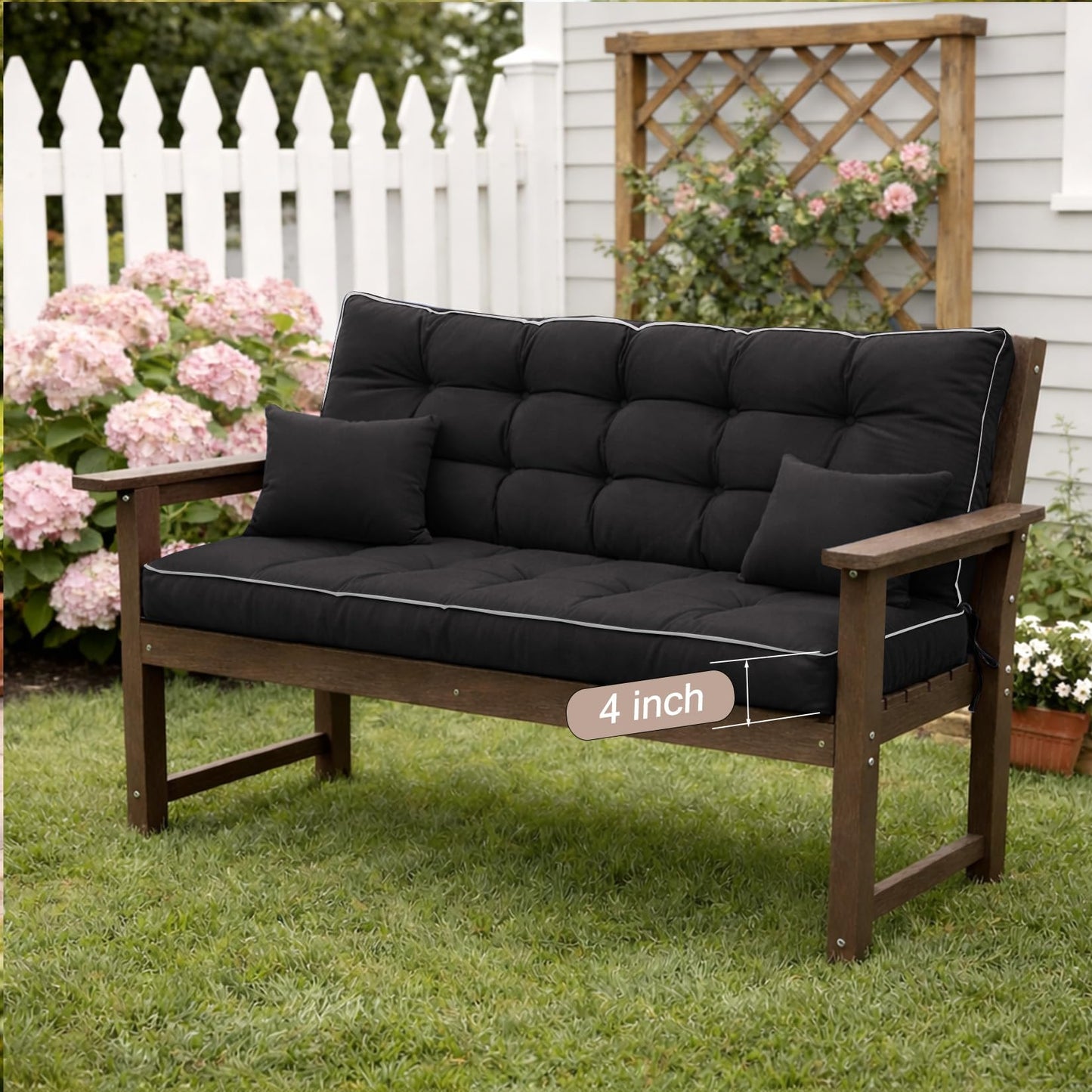 Kerkrot Porch Swing Cushions, Waterproof & Fade Resistant Outdoor Swing Cushion 70 Inch, Swing Cushions 3 Seater Replacement for Outdoor Furniture, Patio, Garden (Black, 70 x 40 inch)