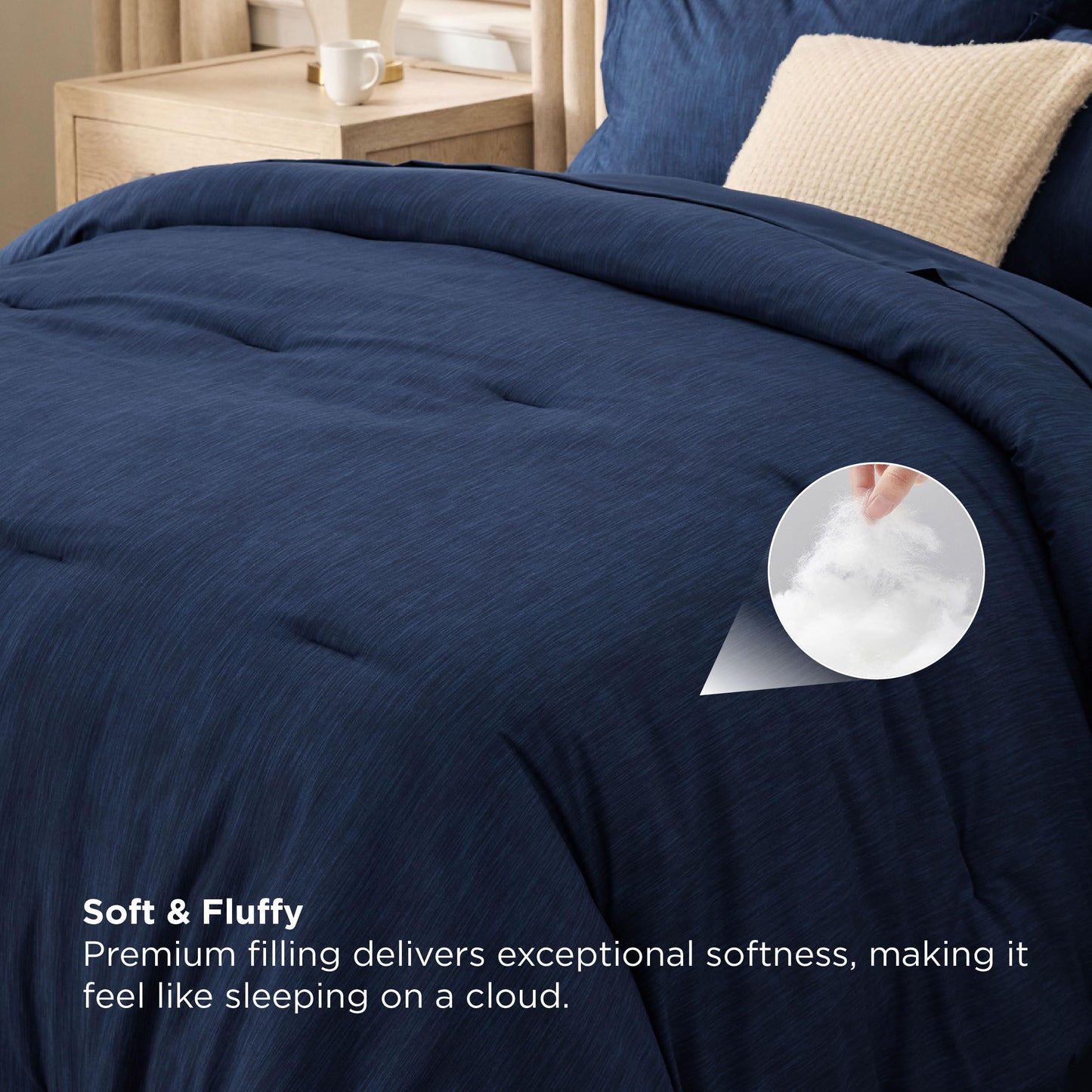 Bedsure King Size Comforter Set Navy - Bed in a Bag King Bedding 7 Pieces, Cationic Dyed Bed Set Gift for Family, Navy Soft Bedding for All Seasons Comforter with Sheets, Pillowcases & Shams