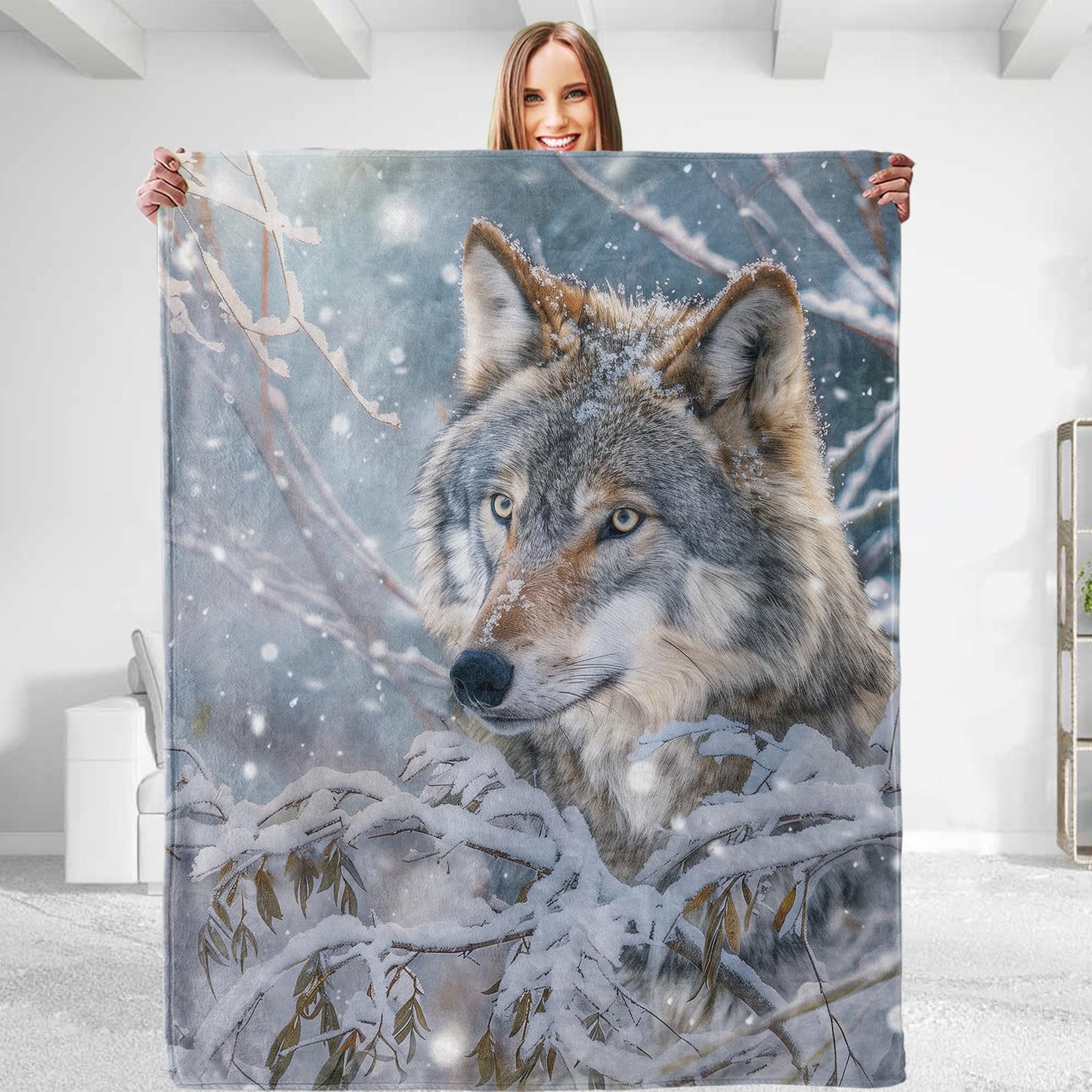 dhakalrlde for Wolf Blanket - Ultra Soft Plush Flannel Throw Blanket, Lightweight&Warm, Fuzzy for Couch, Bedroom, Travel, Outdoor, Cozy & Comfy for All 50in×60in