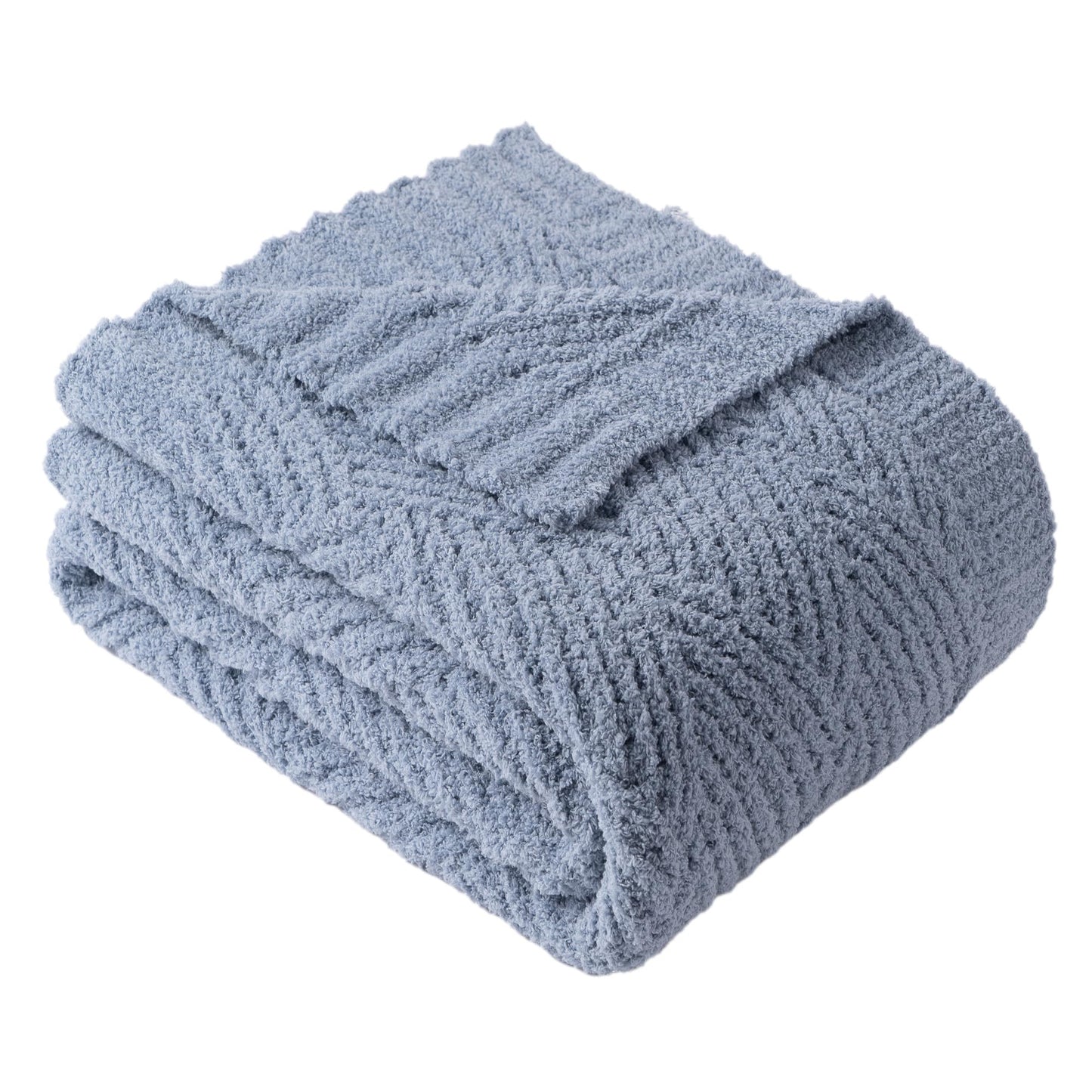 Battilo Dusty Blue Throw Blanket for Couch, Soft Chenille Diamond Knit, Lightweight Cozy Decorative Blanket for Sofa Bed, 50"x60"