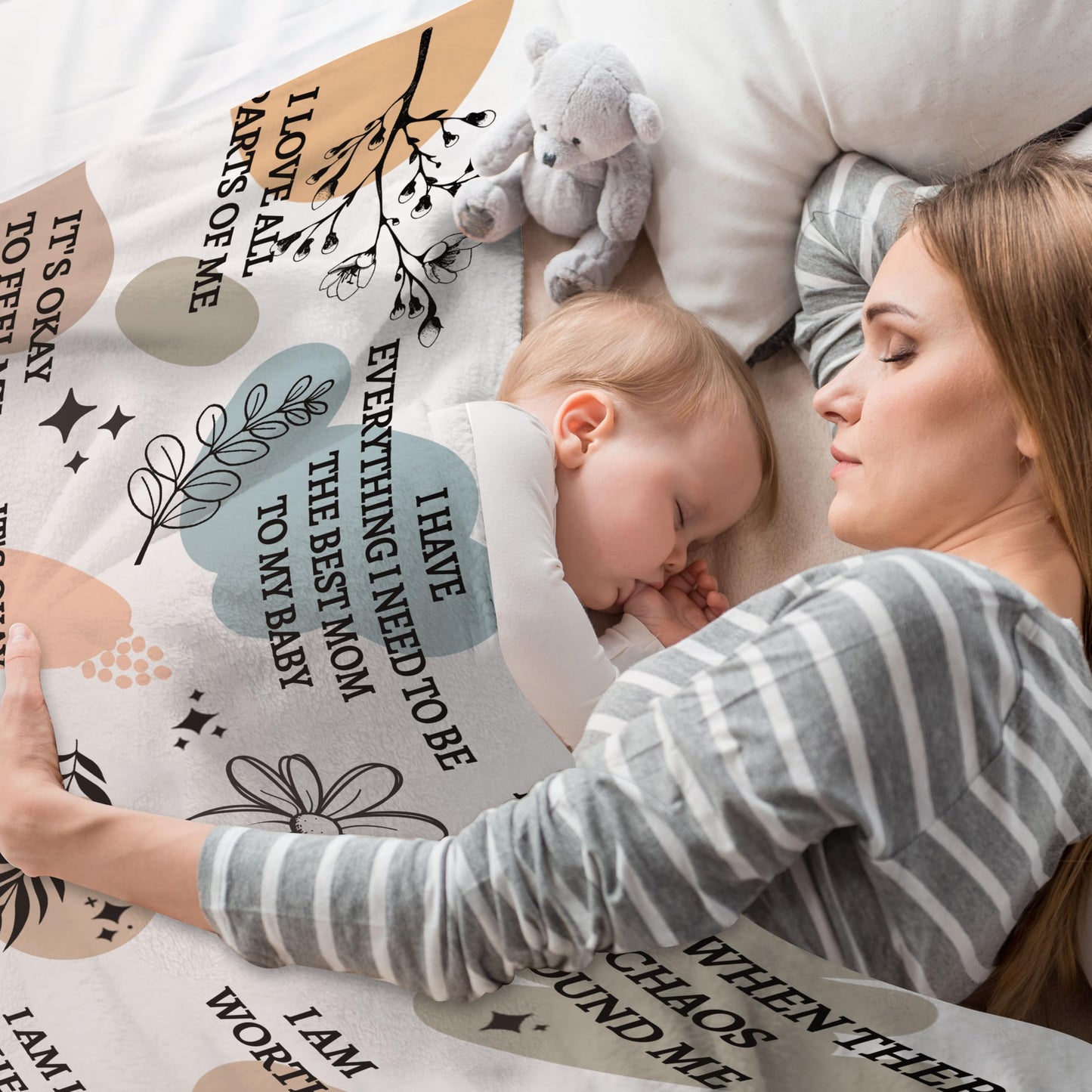 YOYICU New Mom Gifts for Women, Gifts for Mother After Birth, New Mother Blanket, Mom Daily Affirmations Blanket 50" x 60"