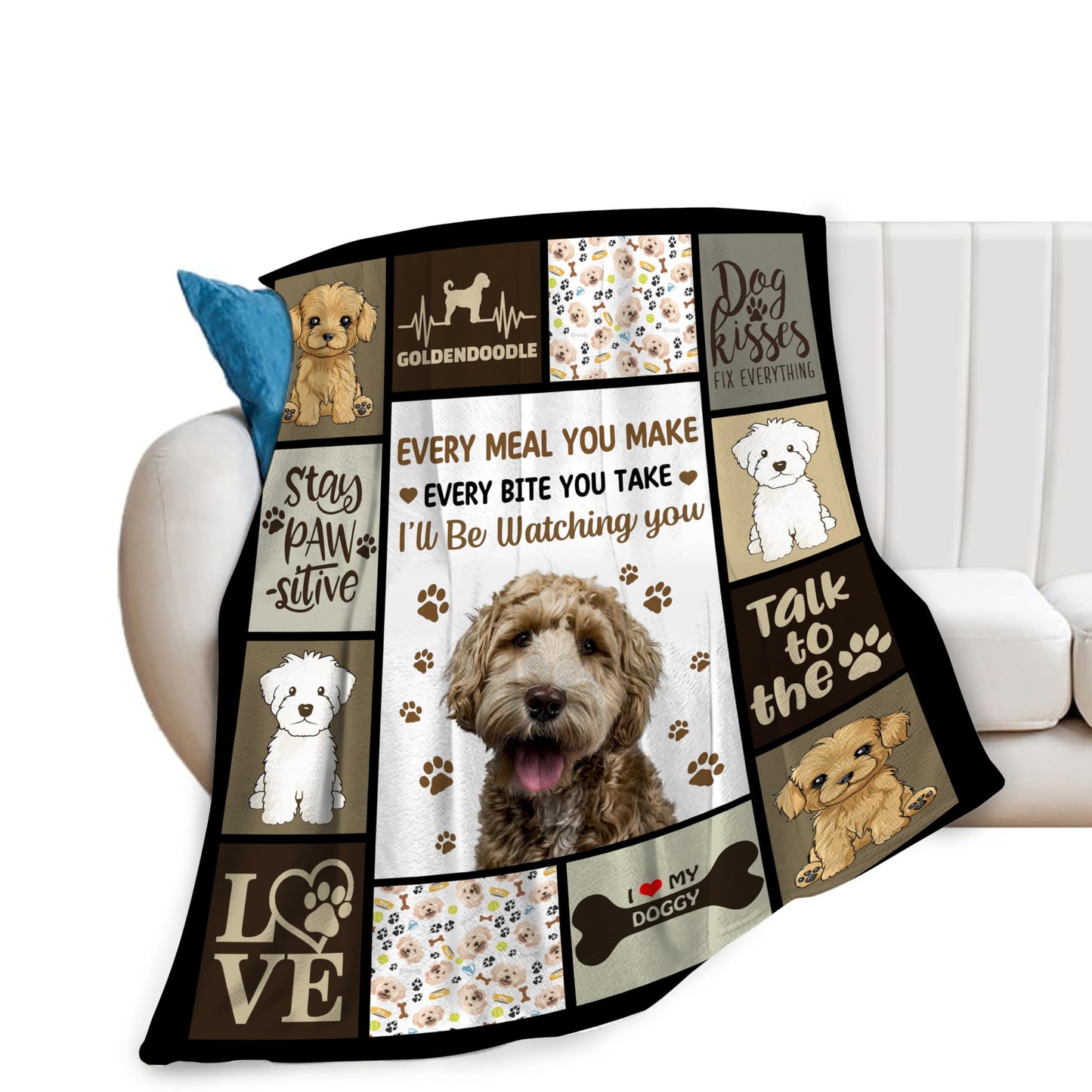 Goldendoodle Gifts Dog Throw Blanket Soft Fleece Flannel Bedding Golden Doodle Gifts for Owner Women Girls Lovers Adults Boys Girls Stuff Plush for Couch Sofa Bed Room Decor 40"X50"
