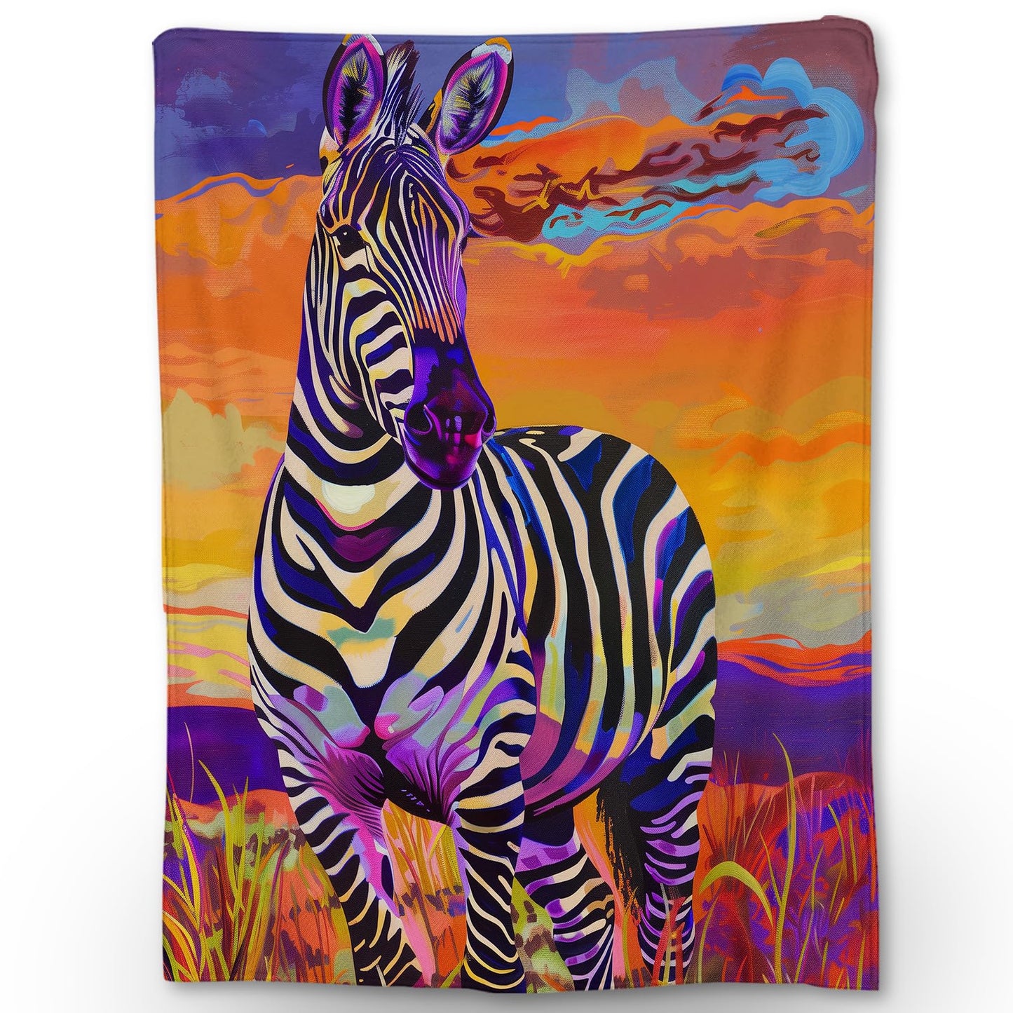 Ti Caldi Hand Drawn Zebra Blanket | Soft Warm Fuzzy Lightweight Animal Flannel Throw Blanket Perfect for Couch, Bed, Decor, Travel & Outdoor Use, Cozy Blankets for Adults Kids Boys Girls 60×50 in