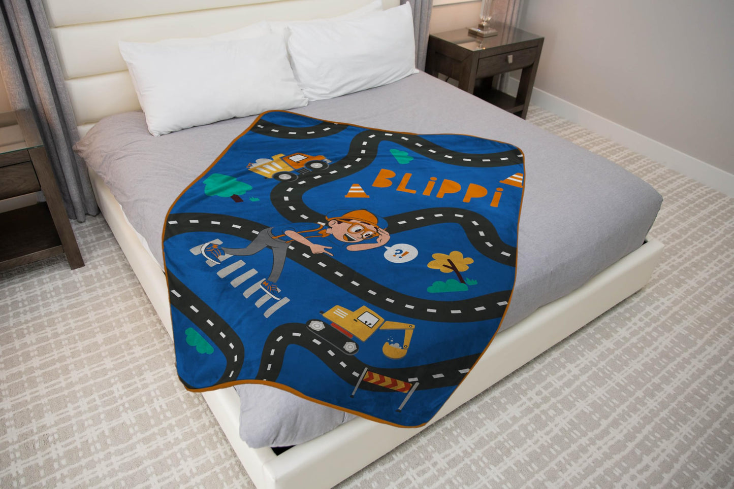 Jay Franco Kids Plush Throw Blanket – Soft & Cozy Fleece Throw for Bedroom & Couch Décor, Official Licensed Product, Blue - Blippi, 46x60 - Throw Blanket