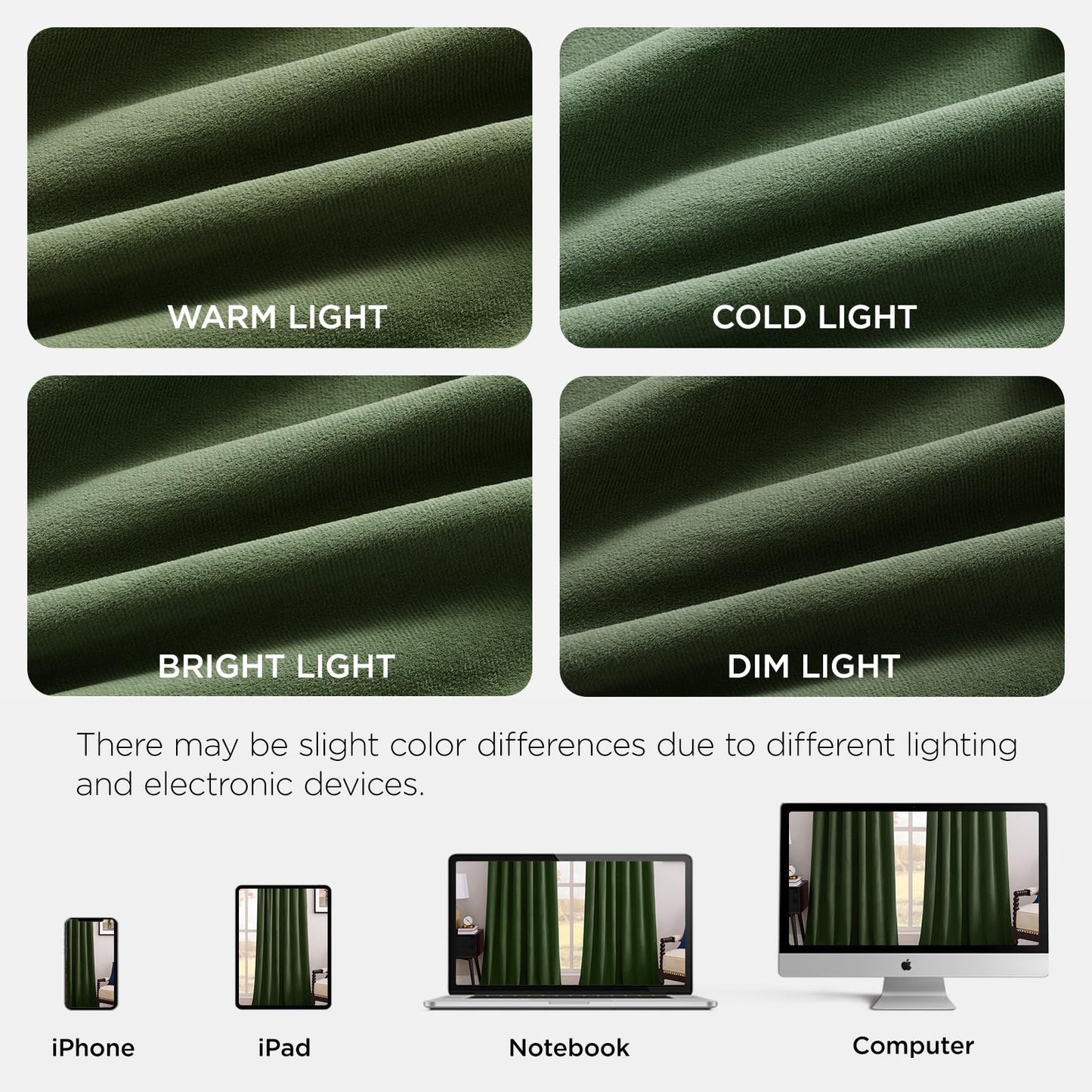 Joydeco Olive Green 100% Blackout Curtains 84 Inch 2 Panels, Luxury Thermal Green Velvet Curtains for Bedroom Living Room, Soundproof Blackout Window Drapes, Rod Pocket & Back Tab (52W x 84L)
