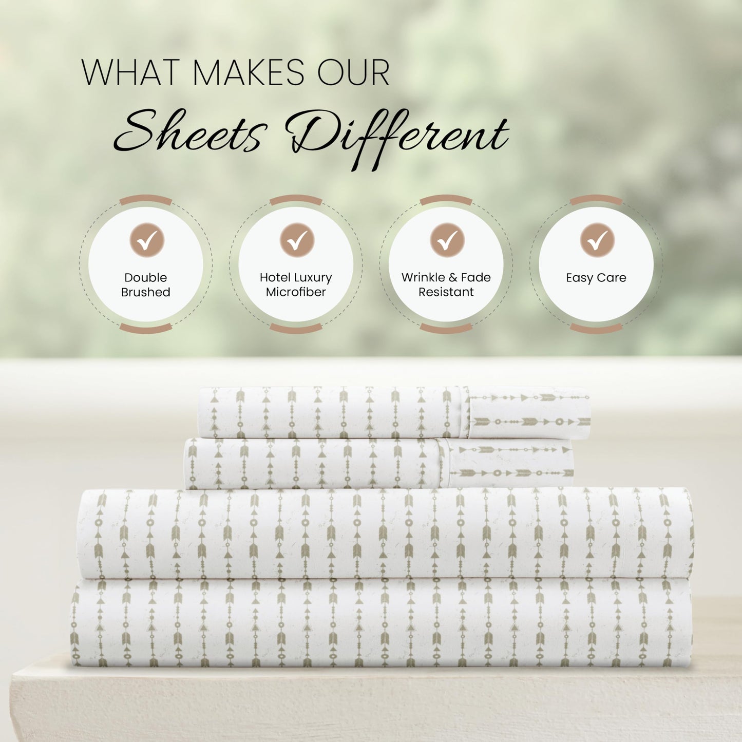Linen Market 4 Piece Full Bedding Sheet Set (Sage Arrows) - Sleep Better Than Ever with These Ultra-Soft & Cooling Bed Sheets for Your Full Size Bed - Deep Pocket Fits 16" Mattress