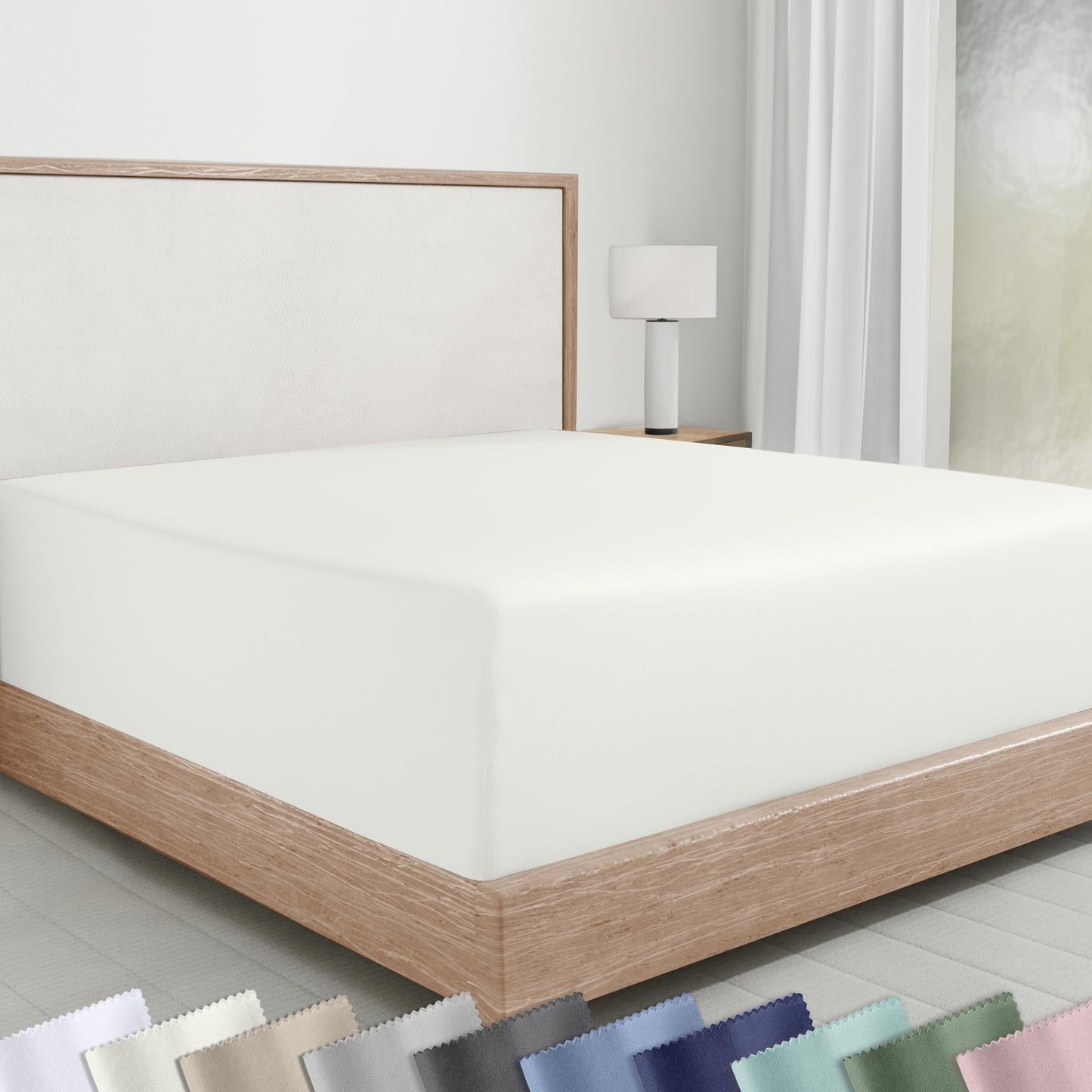 California Design Den King Fitted Sheet Only Cotton with Deep Pockets - Soft 100% Cotton Fitted Sheet King, No Pop-Off Elastic, Durable Sateen Weave - Ivory (Eggshell)