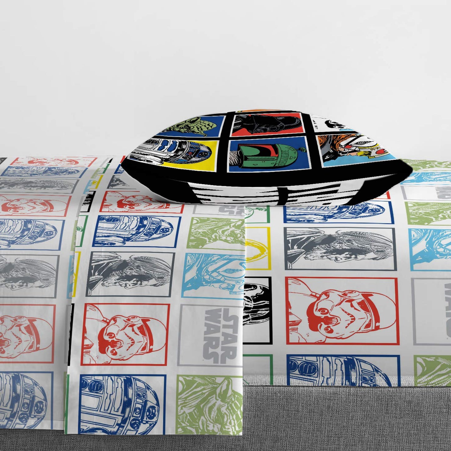 Jay Franco Kids Sheet Set with Fitted, Flat Sheets & Pillow Cover - Ultra-Soft Bedding with Pillowcase for Room Decor, Multi - Star Wars, 3 Piece Twin