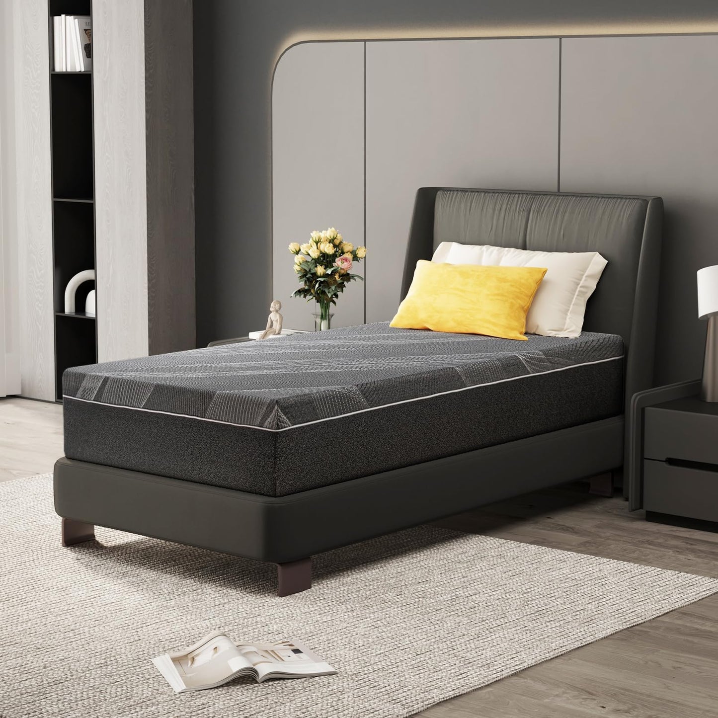 Dyonery Twin XL Size Mattress, 12 Inch Gel Memory Foam, Cooling & Back Pain Relief, Fiberglass Free, CertiPUR-US Certified, Foam Made in USA, Medium