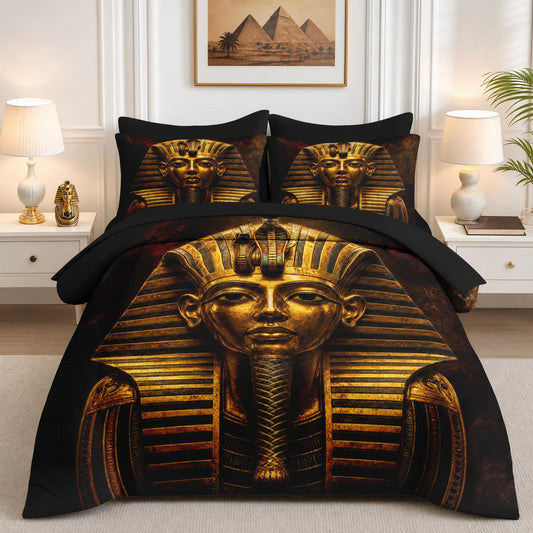 Boewywh Comforter Set Twin Size Gold African Antique 7 Pcs, Bedding for Kids and Adults, Bed Sheet Sets with Fitted Sheet 2 Pillowcases & 2 Shams for Bedroom Bed Decor