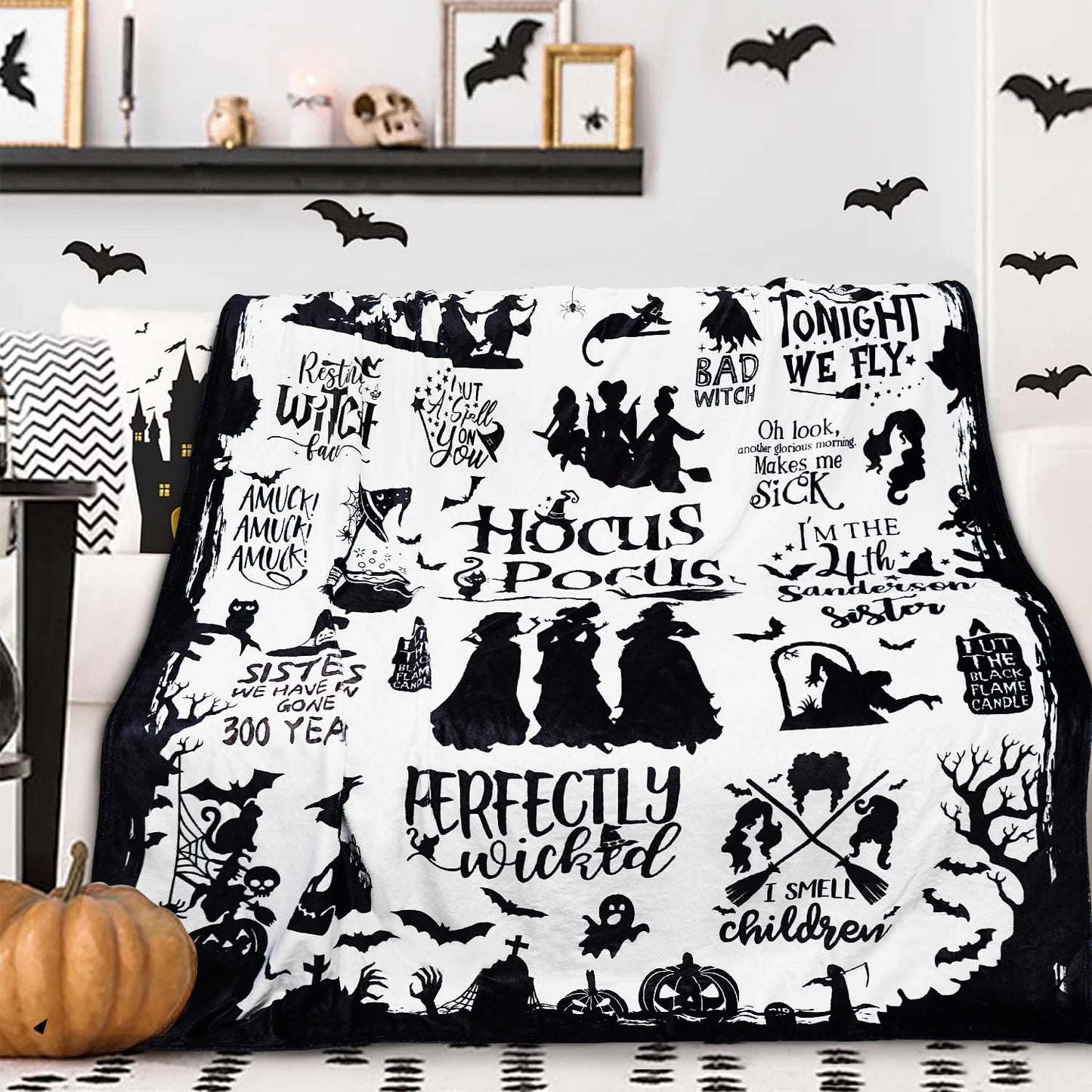 Metawu Halloween Blanket,Witch Flannel Throw Blankets, for Kids Women,Halloween Throw Blanket for Couch Sofa Bed Chair Decorations 50 x 60 inches