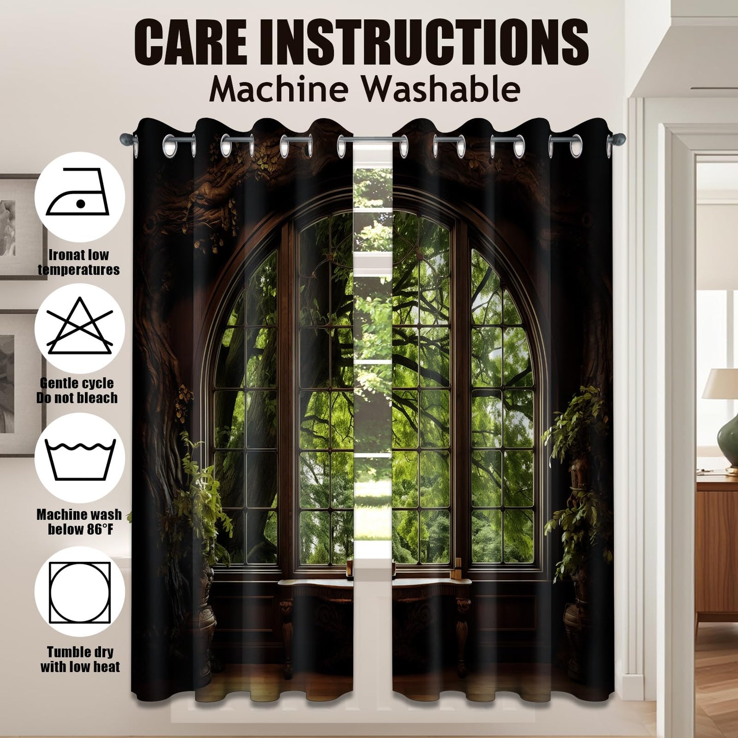 dueeia Forest Landscape Blackout Curtains, 84 X 52 Inch