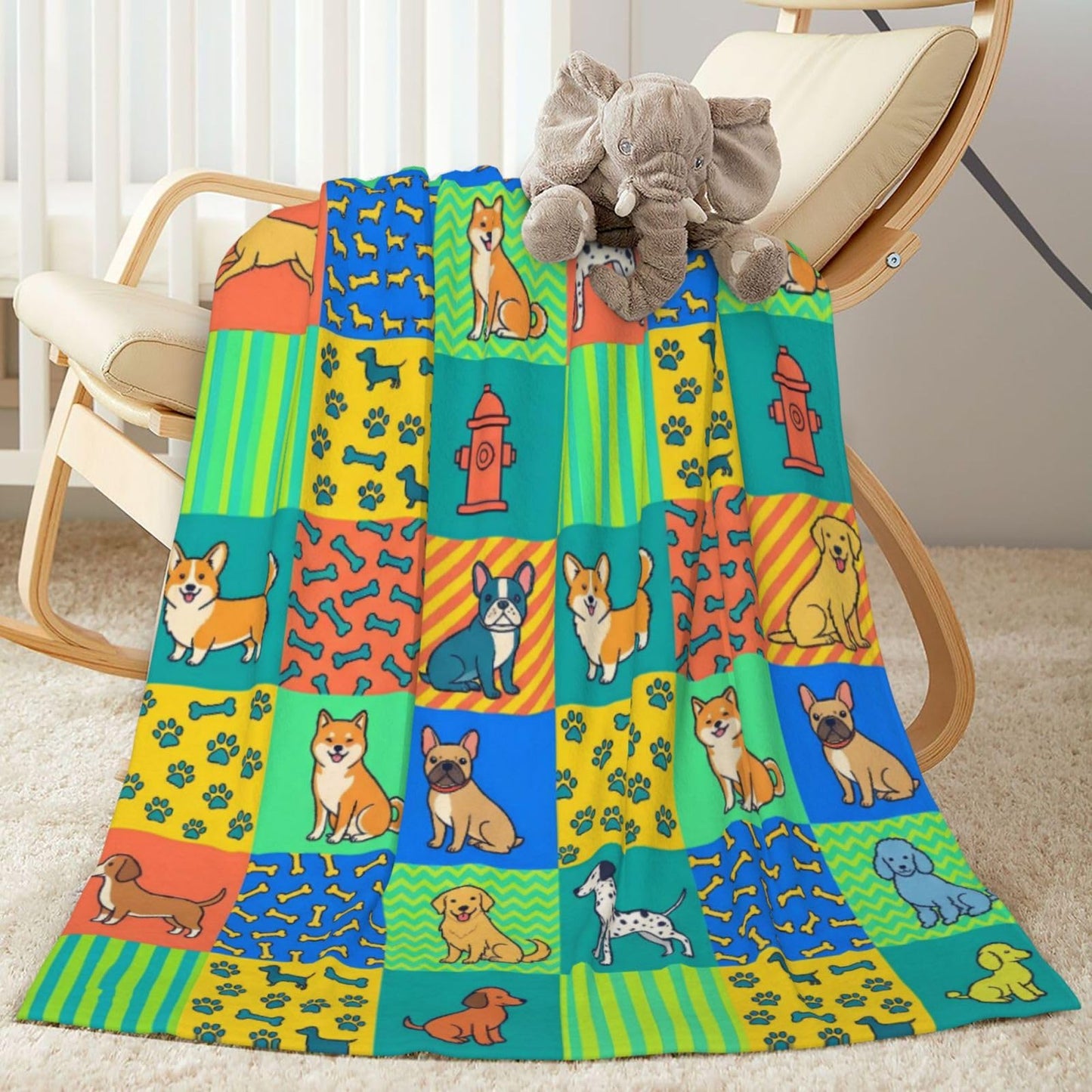 Gbuzozie Cute Dogs Paws and Bones Fleece Blanket Lightweight Ultra-Soft Pet Animal Gift for Dog Lover Throw Blanket for Sofa Couch Bed Camping Travel - Super Soft Cozy Microfiber Blanket 60"X50"