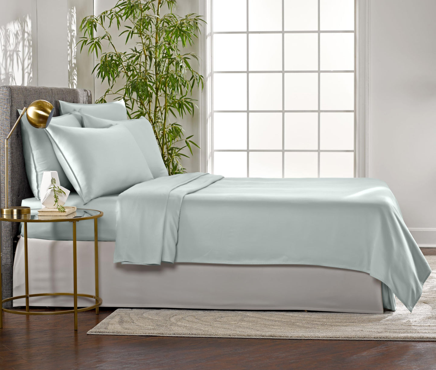 King Sheets by Pure Bamboo, Genuine 100% Organic Viscose Derived from Bamboo Bed Sheet Set, Luxuriously Soft & Cooling, Double Stitching, 2 Year Quality Promise (King, Sea Glass)