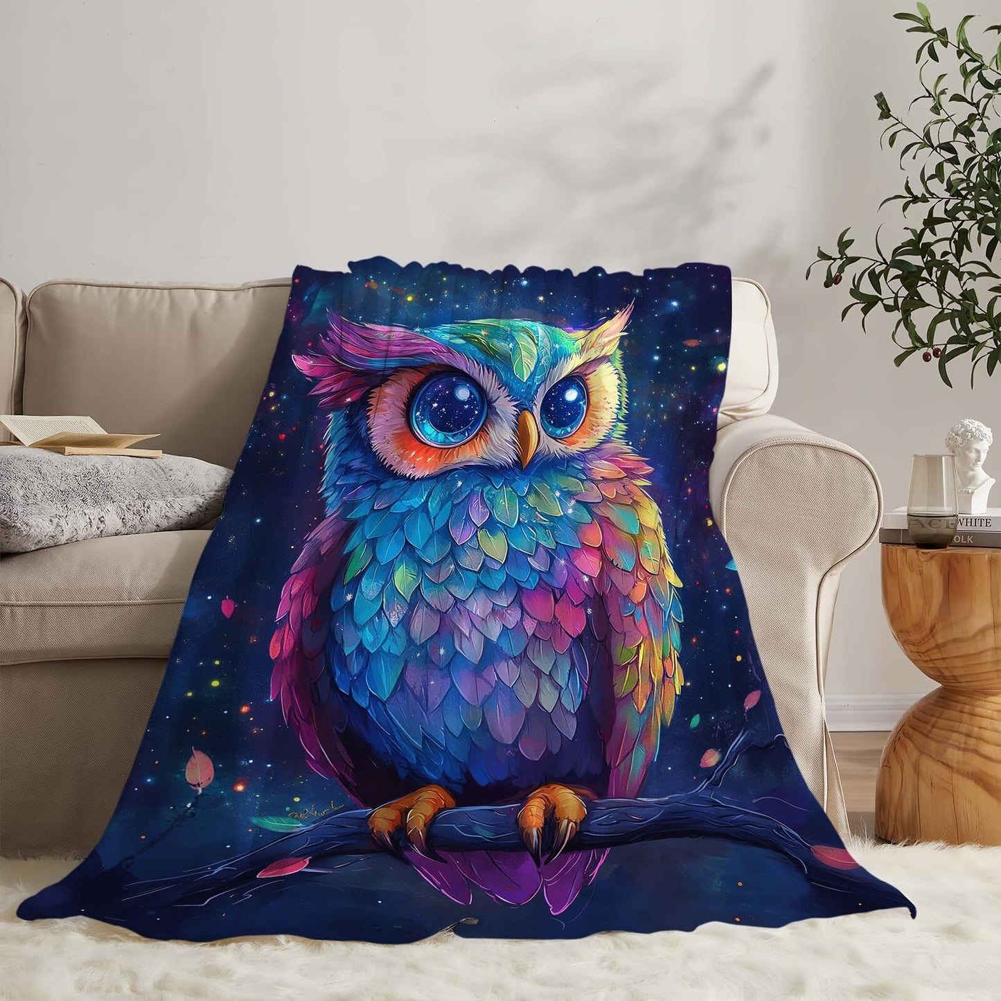 Owl Blanket Cute Owl Throw Blanket Gifts for Women Girls Men Boys Kids Adults Super Soft Cozy Plush Fluffy Fuzzy Fleece Blanket Decor 40''X50''
