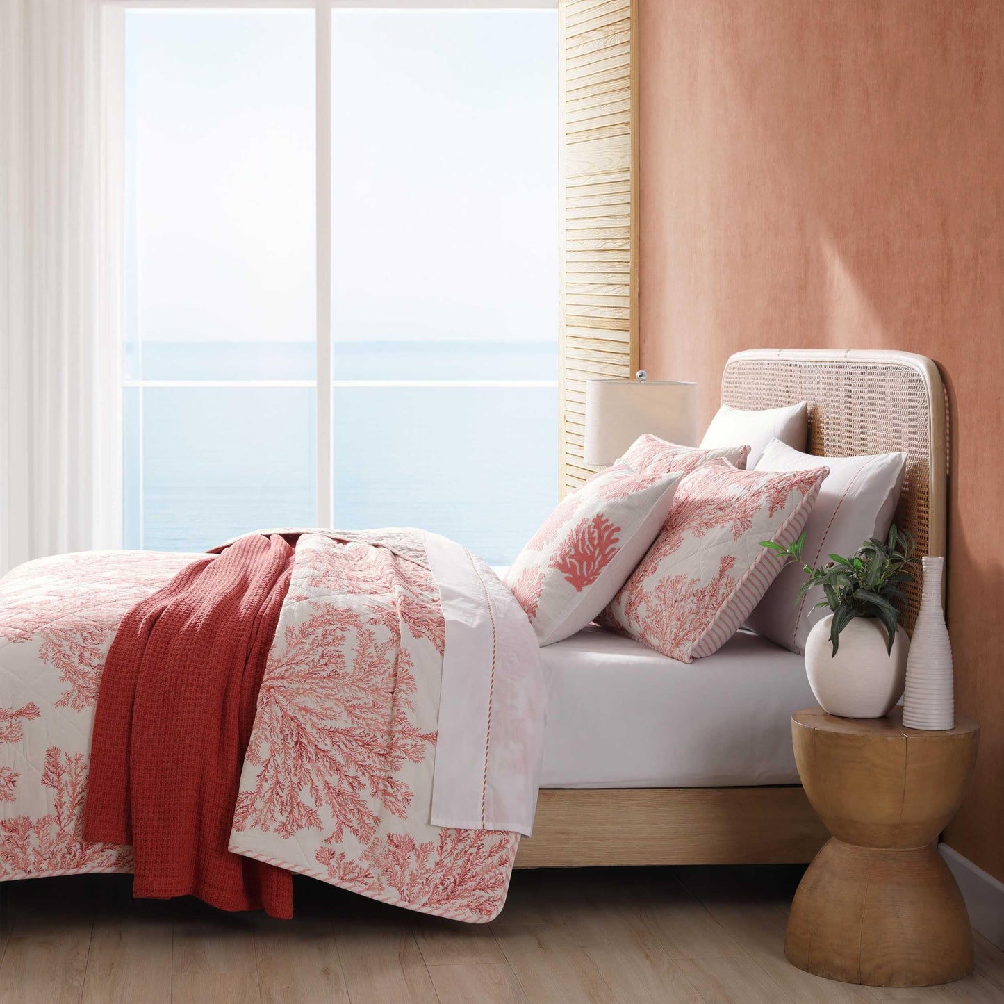 Tommy Bahama - King Quilt Set, Reversible Cotton Bedding with Matching Shams, Coral Reef Inspired Bedding Set (Coral Garden, King)