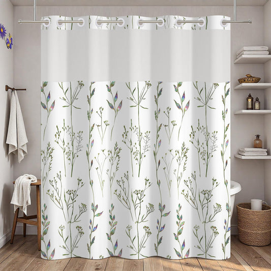 NAEMBCU Fresh Botanical Shower Curtain with Snap in Liner Waterproof