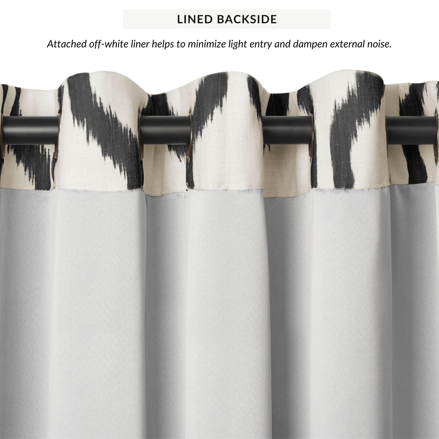 Elrene Home Fashions Renzo Ikat Geometric Room-Darkening Window Curtain, Living Room and Bedroom Drape with Grommets, 52"x84", 1 Panel, Black