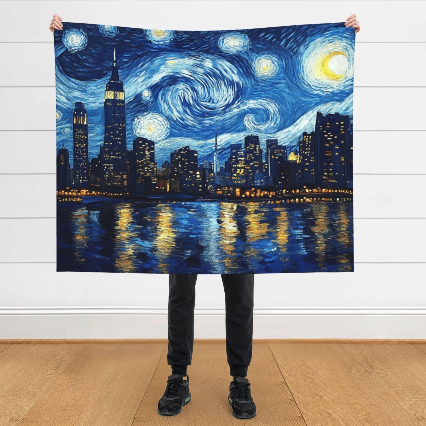Cafemira Ultra-Soft Flannel Blanket,City Night View,Cozy Adults Fleece Blankets,60x50 Inch,for Sofa,Bed,Camping,Office nap,Couch Knee Throws,All Season,Practical Home Decor,Easy to fold