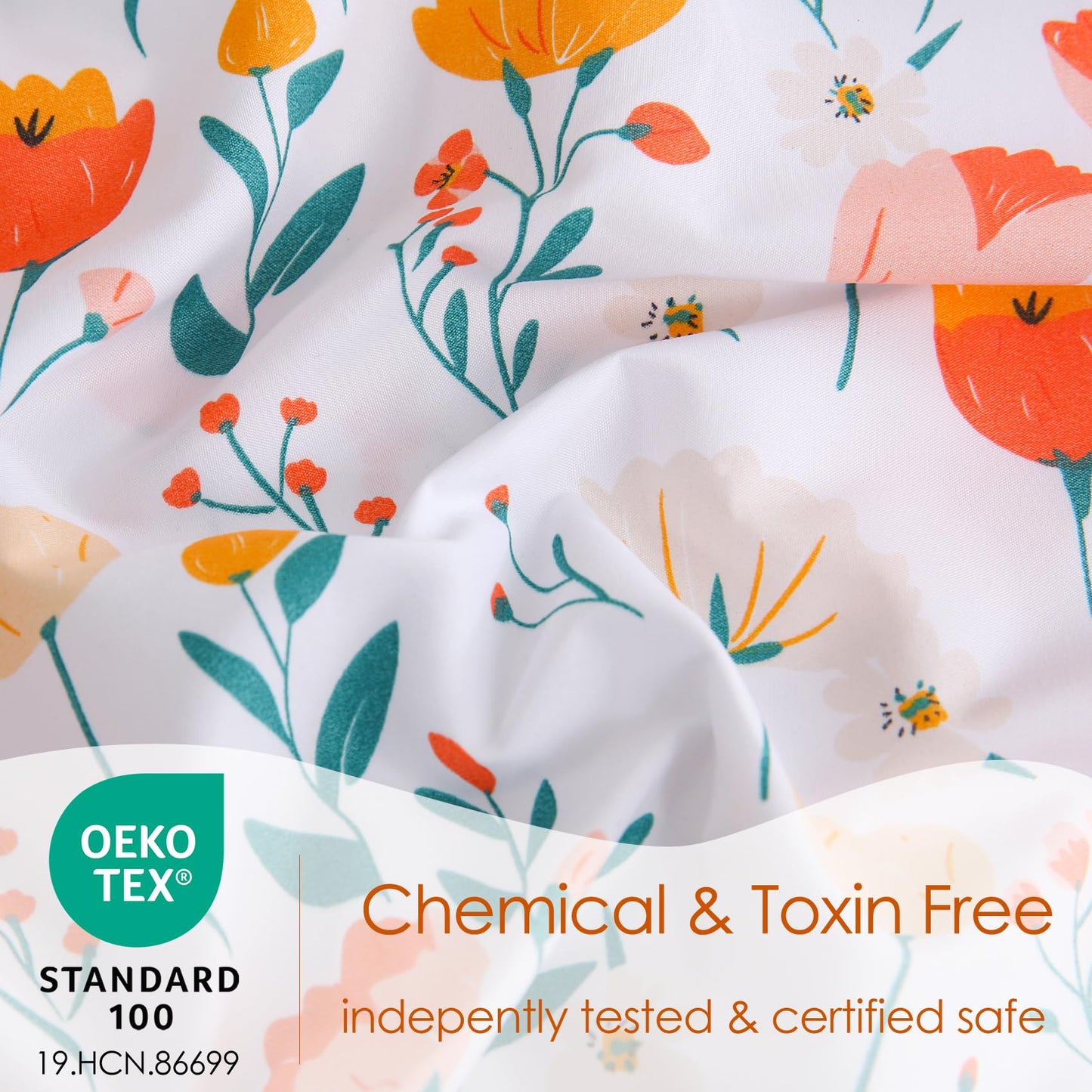 JSD Tulip Floral Sheet Set Queen Size, 4 Piece Spring Printed Microfiber Bed Sheets Deep Pocket