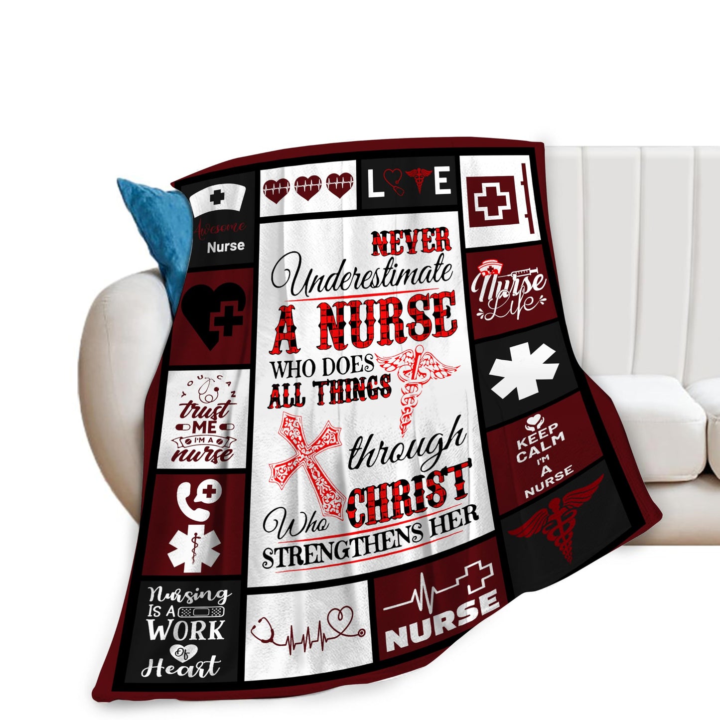 banonaty Nurse Gifts Nursing Throw Blanket Cozy Fleece Flannel Bedding LPN Rn Gifts for Women Female Girls Lover Adult Stuff Plush for Couch Sofa Bed Decor 40"X50"