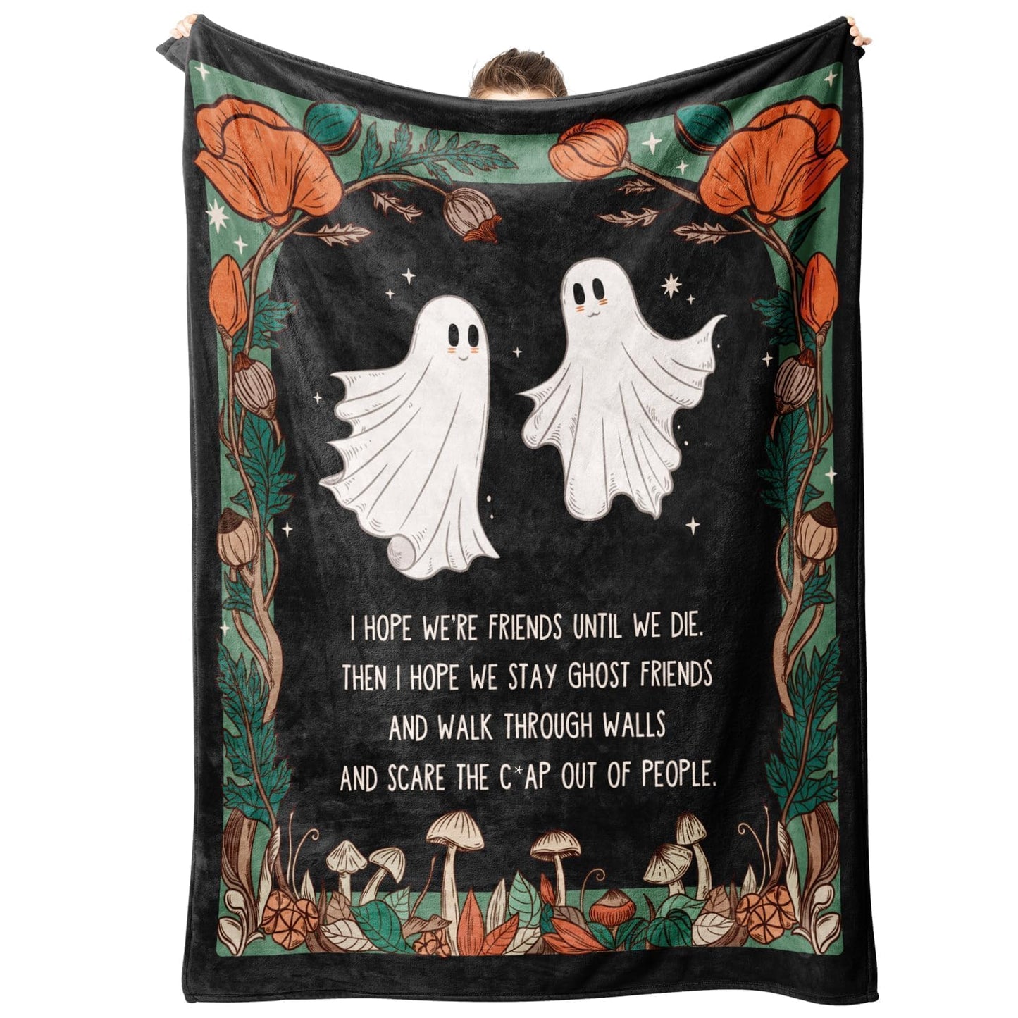 SteadStyle Friend Gifts for Women, Funny Gifts for Best Friend, Birthday Gifts for Women Bestie BFF Friendship, Mother's Day Valentine's Halloween Christmas Ghost Friends Soft Flannel Blanket 60"x50"