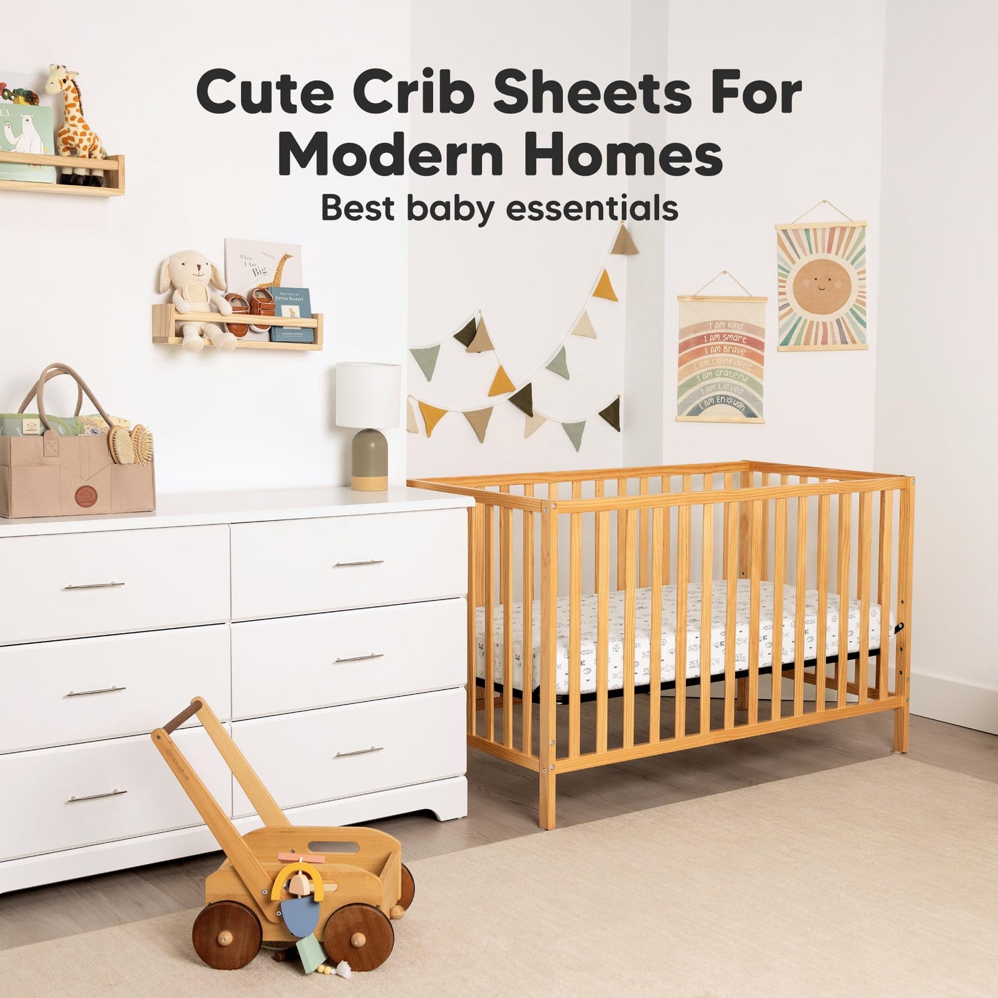 KeaBabies 2-Pack Organic Cotton Crib Sheets for Boys, Girls - 52x28 Fitted Crib Mattress Sheet Neutral, Breathable Cover for Baby Bed Set, Toddler Mattress, Soft & Cute Prints (Woodland)