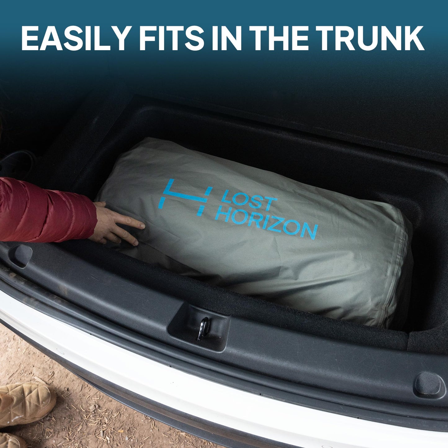 Lost Horizon Air & Foam Camping Mattress for Tesla Model Y (2020–2024), Self Inflating Sileeping Pad with Air Pump, 4.5" Thick, R-Value 13