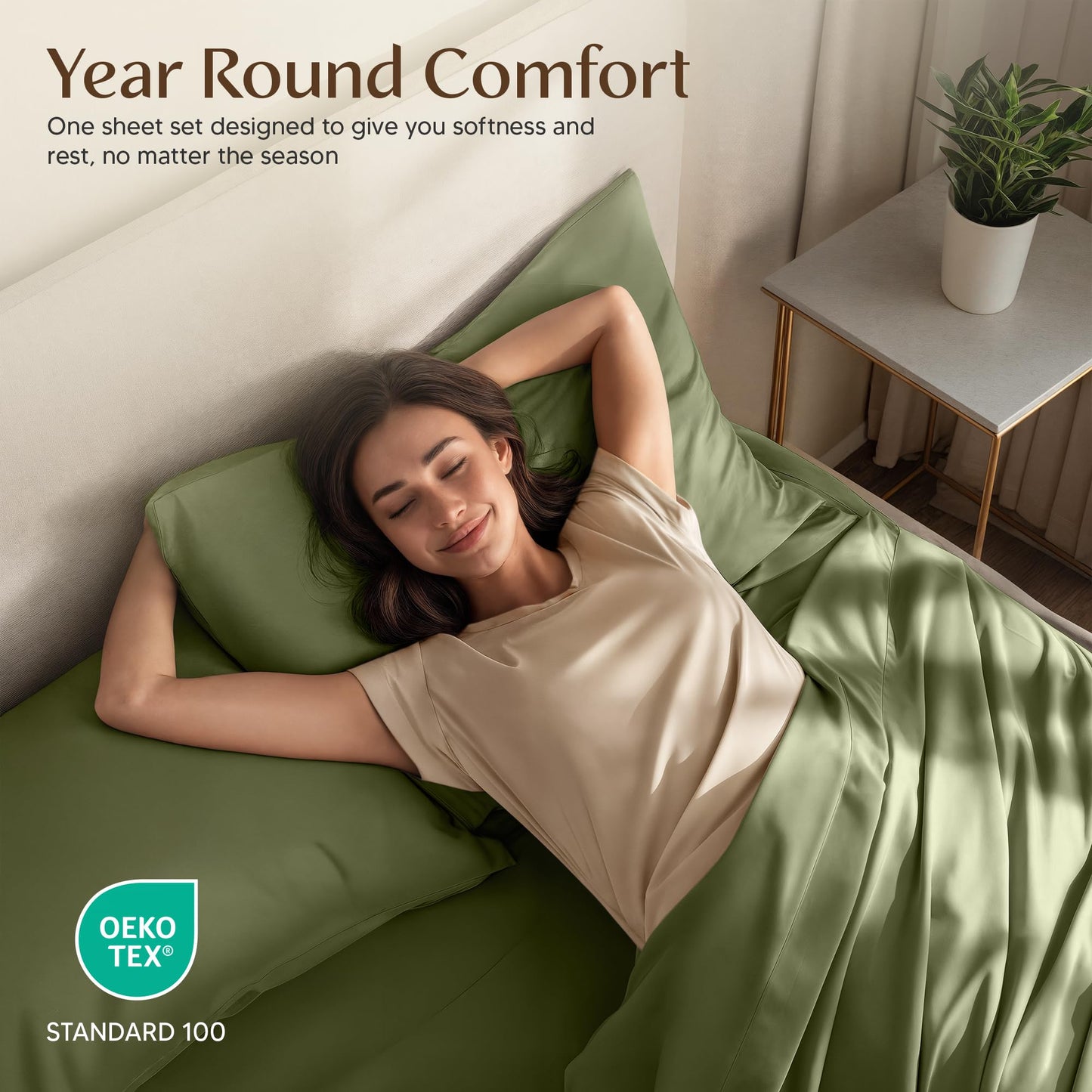 Utopia Bedding Queen Size Sheet Set – 4 Piece Bed Sheets, Soft and Breathable Microfiber, Includes 1 Fitted Sheet, 1 Flat Sheet and 2 Pillowcases – Oeko Tex (Olive)