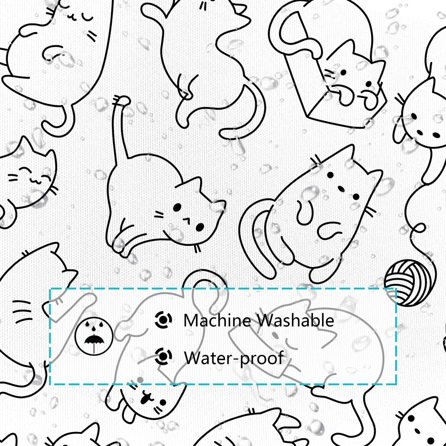 Emwnodti Cat Shower Curtain, Black and White Cute Cats Funny Bath Curtain Decor, Cute Shower Curtian for Kid, Polyester Fabric Waterproof Durable Bathroom Accessories Set with 12 Hooks 72x72 in