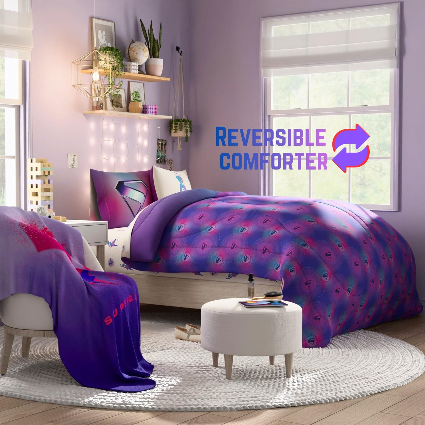Supergirl Movie Bedding Set, Full Size, 5-Piece Super Soft Cozy Reversible Comforter & Sheet Set (Officially Licensed Product) by Franco