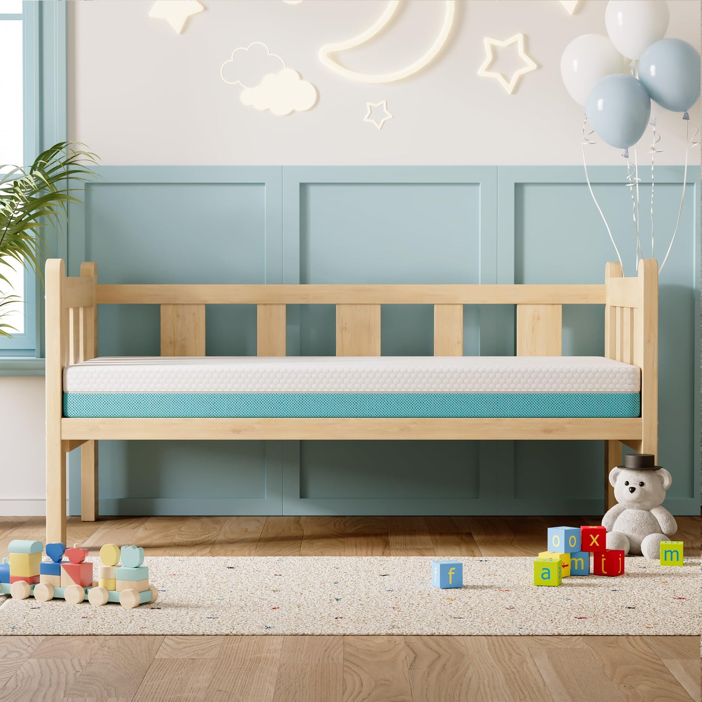 TeQsli Crib Mattress, Memory Foam Toddler Mattress with Breathable Washable Cover, Standard Size Baby Mattresses for Crib: 52 x 27.6 x 4.5 Inch