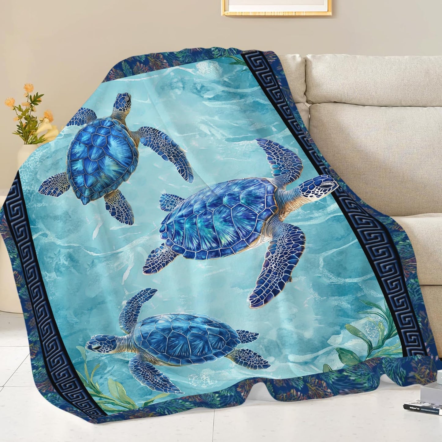 Baegopa Sea Turtle Blanket Gifts for Girls Boys Ocean Turtles Throw Blankets Cozy Plush Fleece Flannel Fuzzy for Women Men Decor 50"X40"