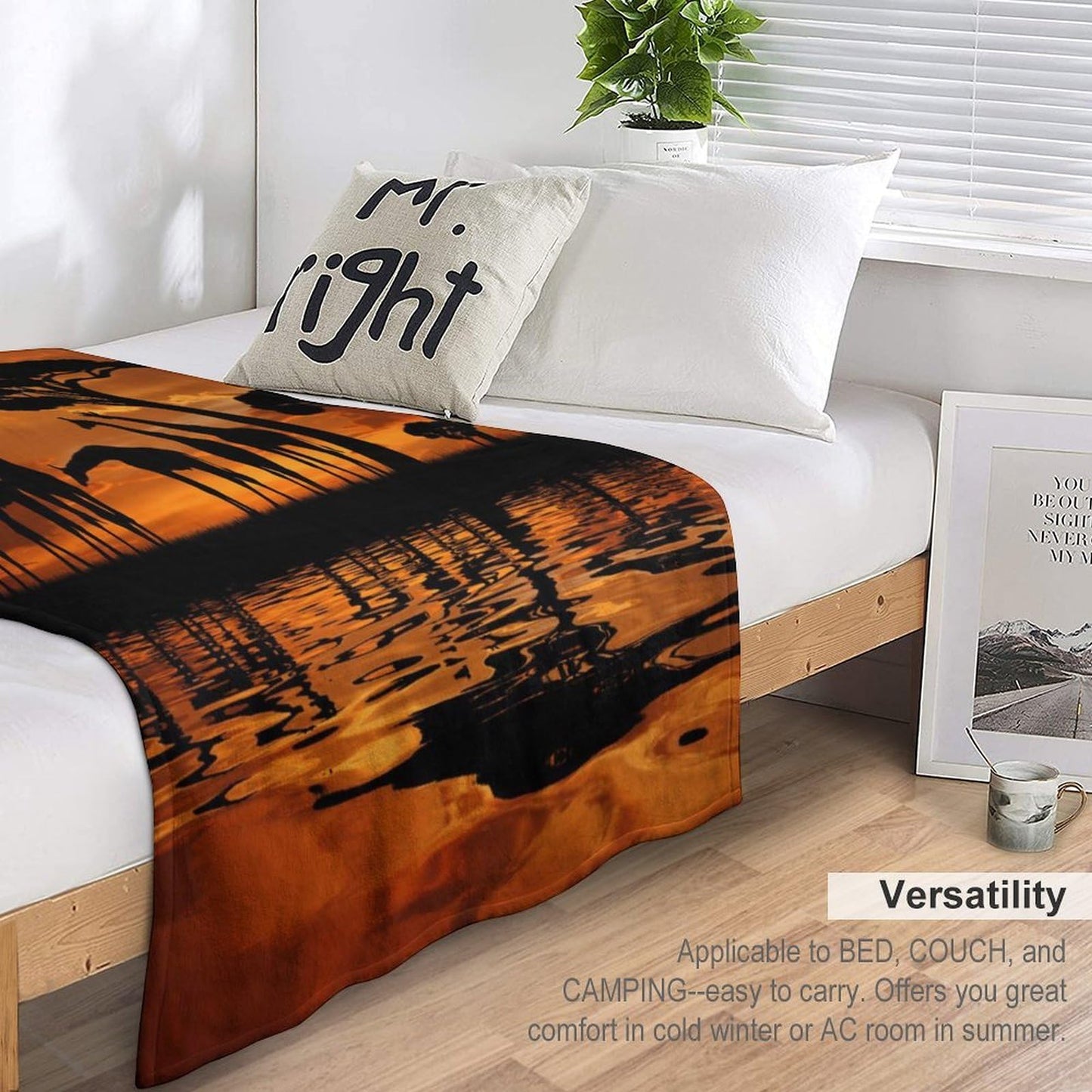 ZhiRain Africa Throw Blanket Savannah Animal Giraffe Crew Majestic Tree Kenya Sunrise Blanket for Sofa Bed Couch Chair Or Dorm 50"x60"