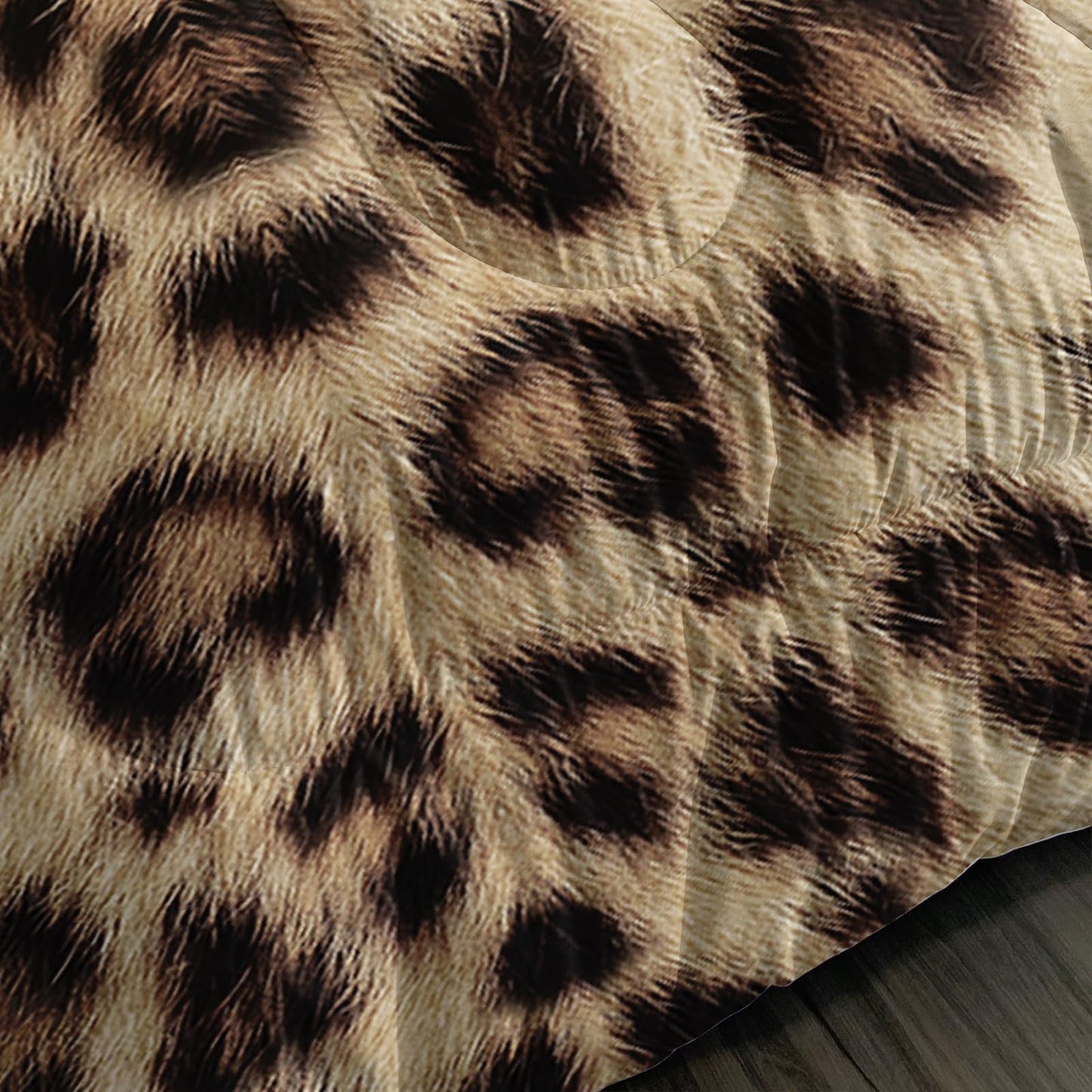 QOOMO 3Pcs Leopard Print Comforter Set Twin,Cheetah Bedding Set for Teens Boys Girls,Brown Leopard Printed Comforter with 2 Pillowcases,Down Alternative,Soft and Lightweight